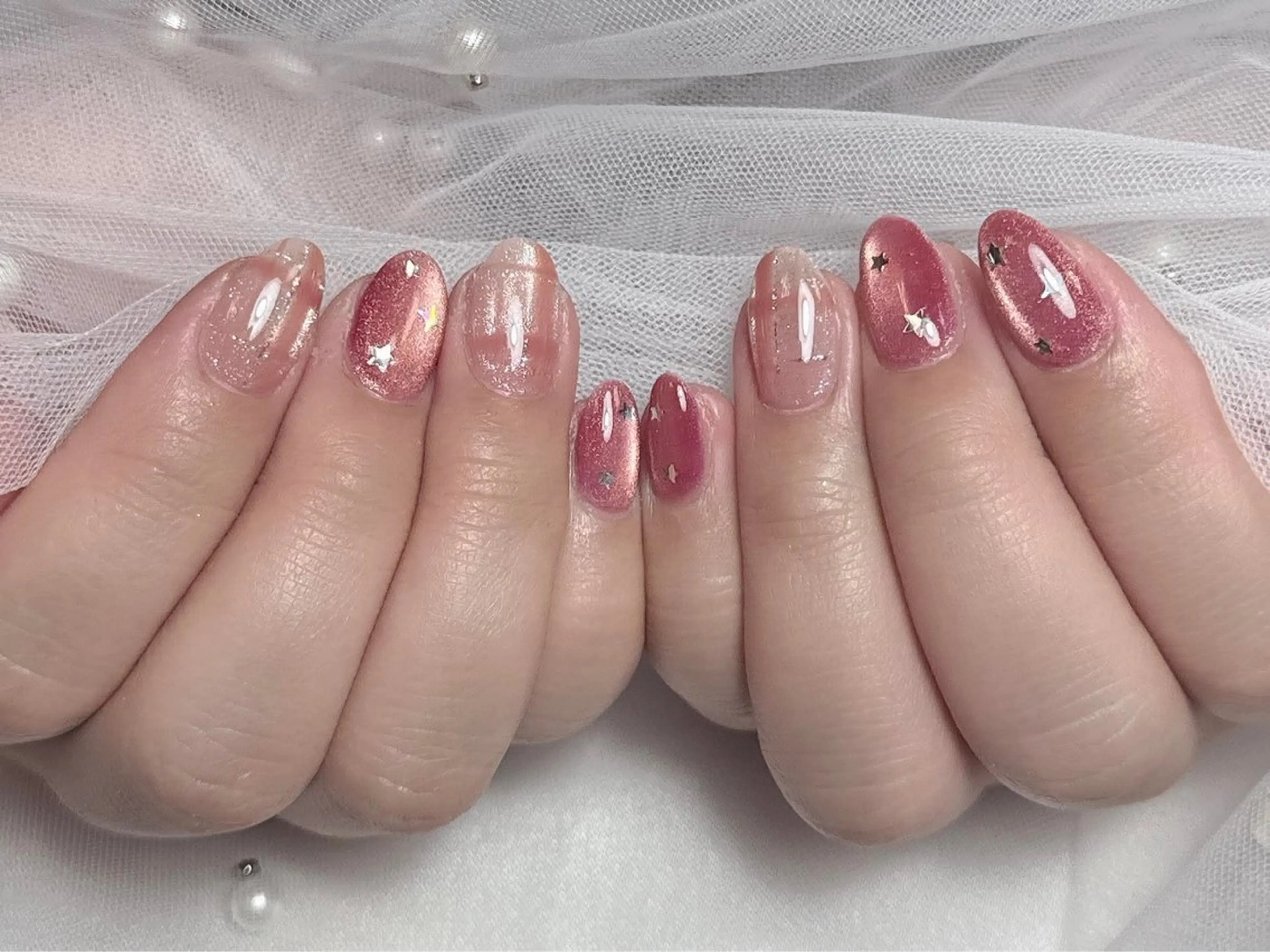 ネイル チークネイル フレンチネイル グラデーション マグネットネイル ミラーネイル ハンドネイル VP nail 新大久保所属・sorako nailのネイルデザイン