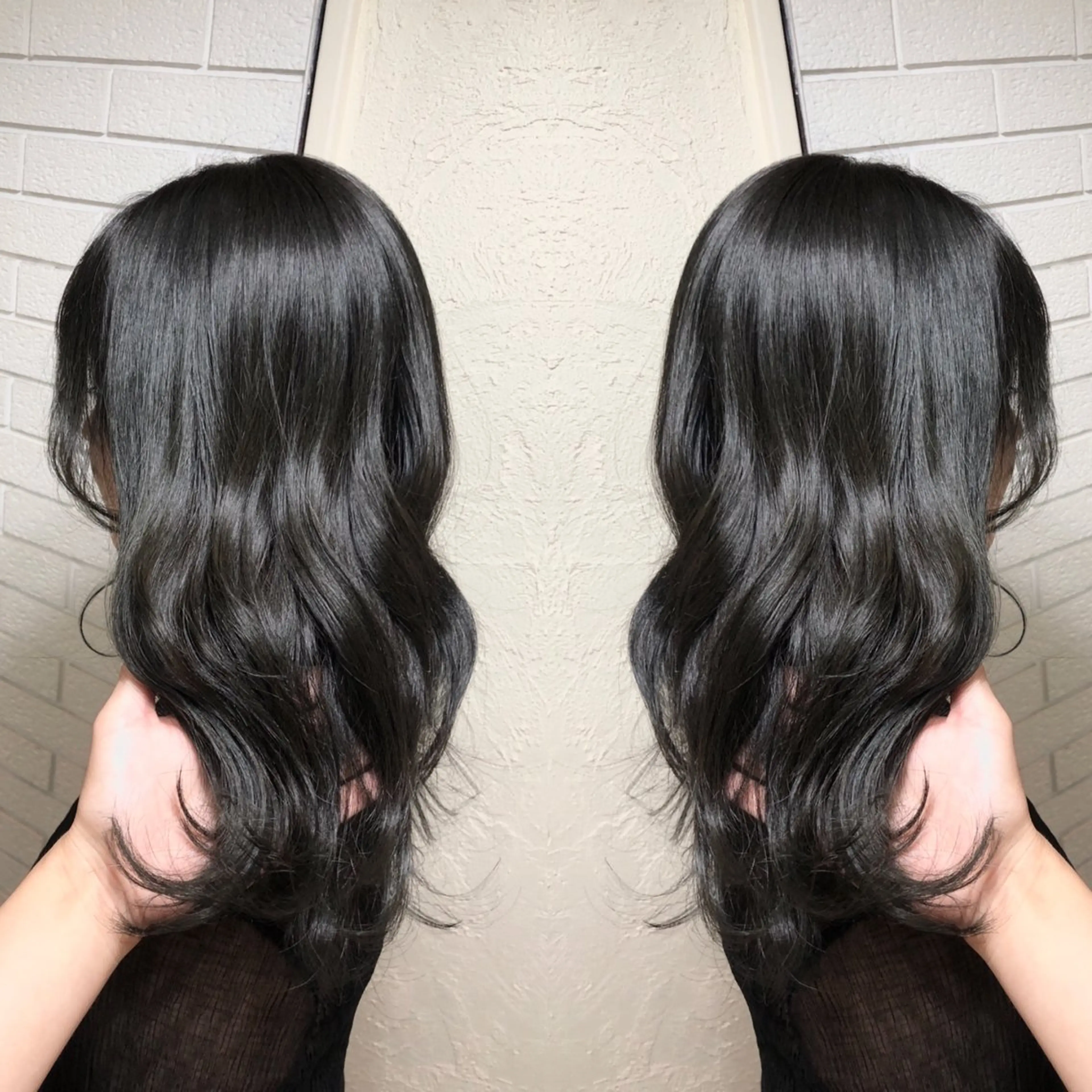 セミロング ボブ くびれヘア ハイライト 髪質改善 サイドバング 艶カラー🩵💛 NANAのヘアスタイル