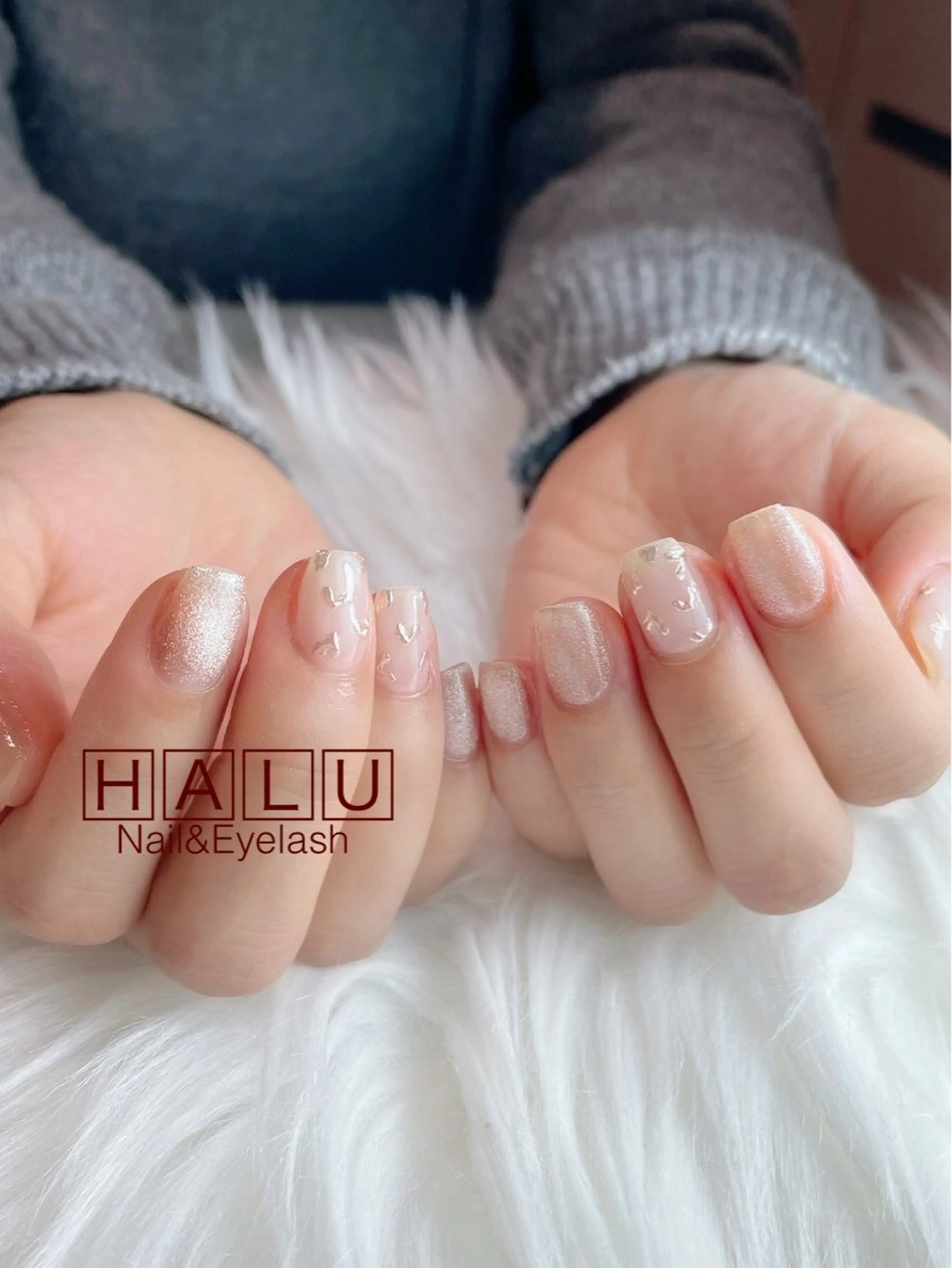 ネイル ハート ミラーネイル HALU ハルのネイルデザイン