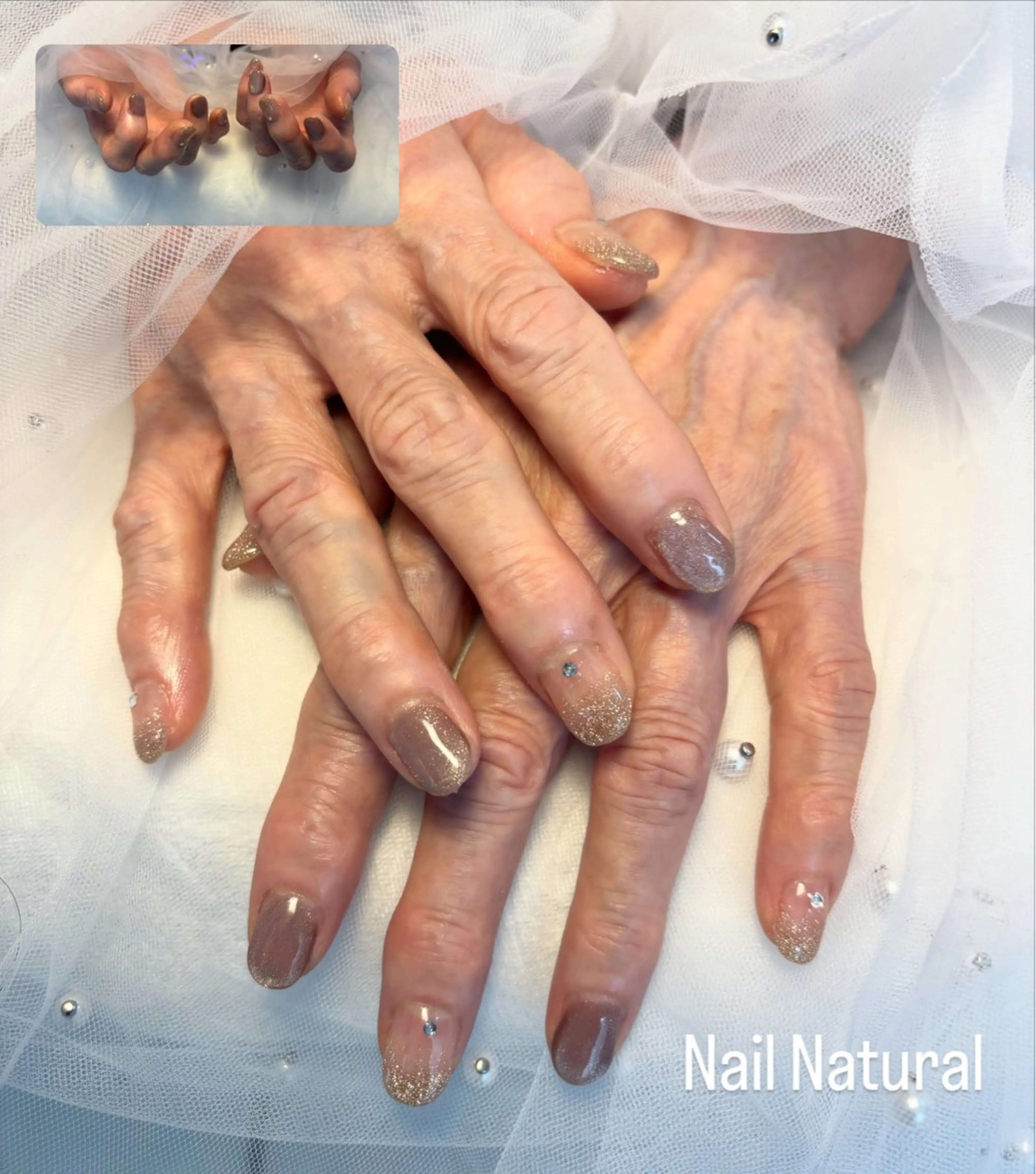 ネイル フラッシュネイル フットネイル フレンチネイル ジェルネイル ガラスフレンチ ハンドネイル Nail salon Natulalのネイルデザイン