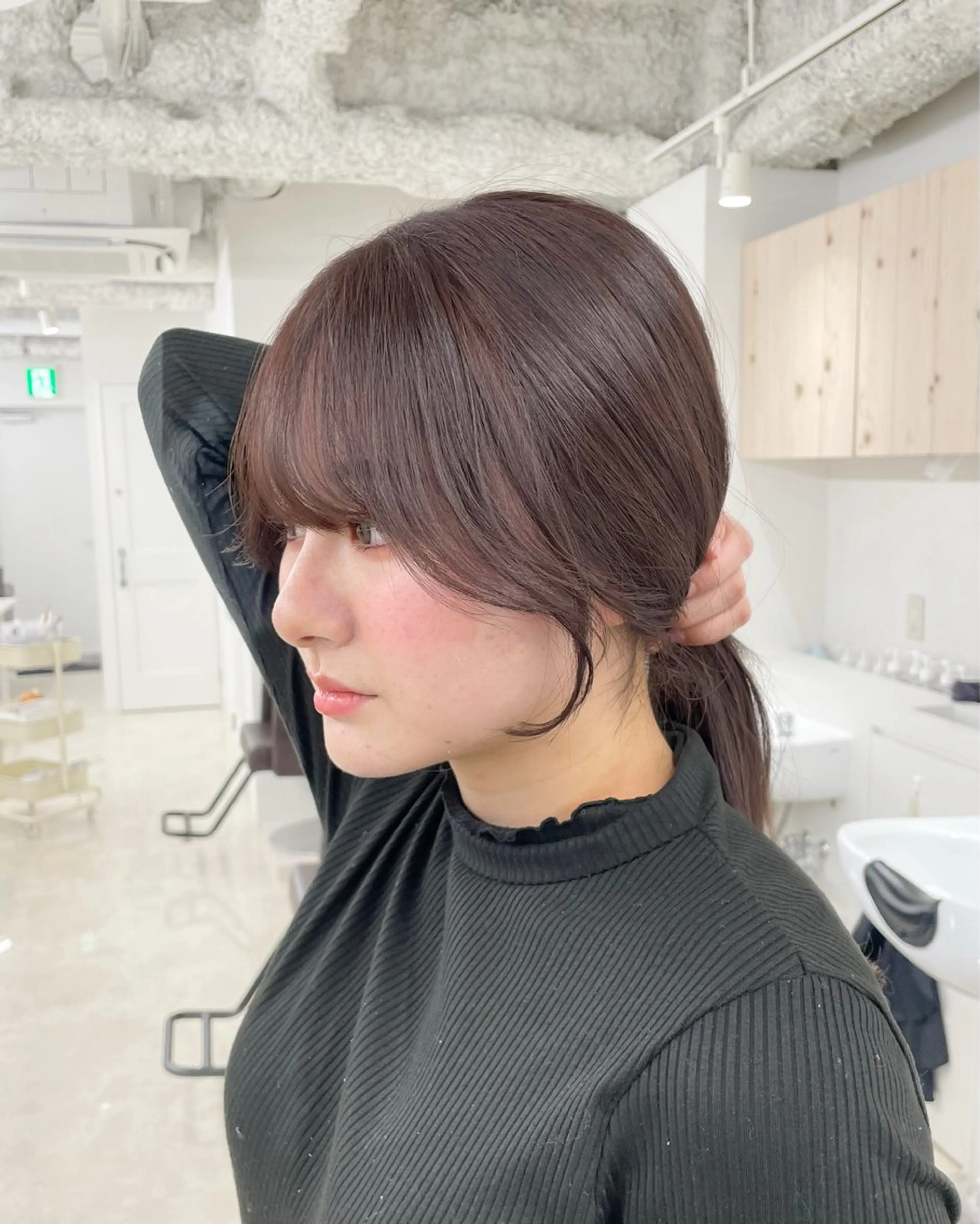 セミロング カラー カット ヘアカラー トリートメント ヘアセット 新宿/韓国ヘア/ 髪質改善ストレートのヘアスタイル