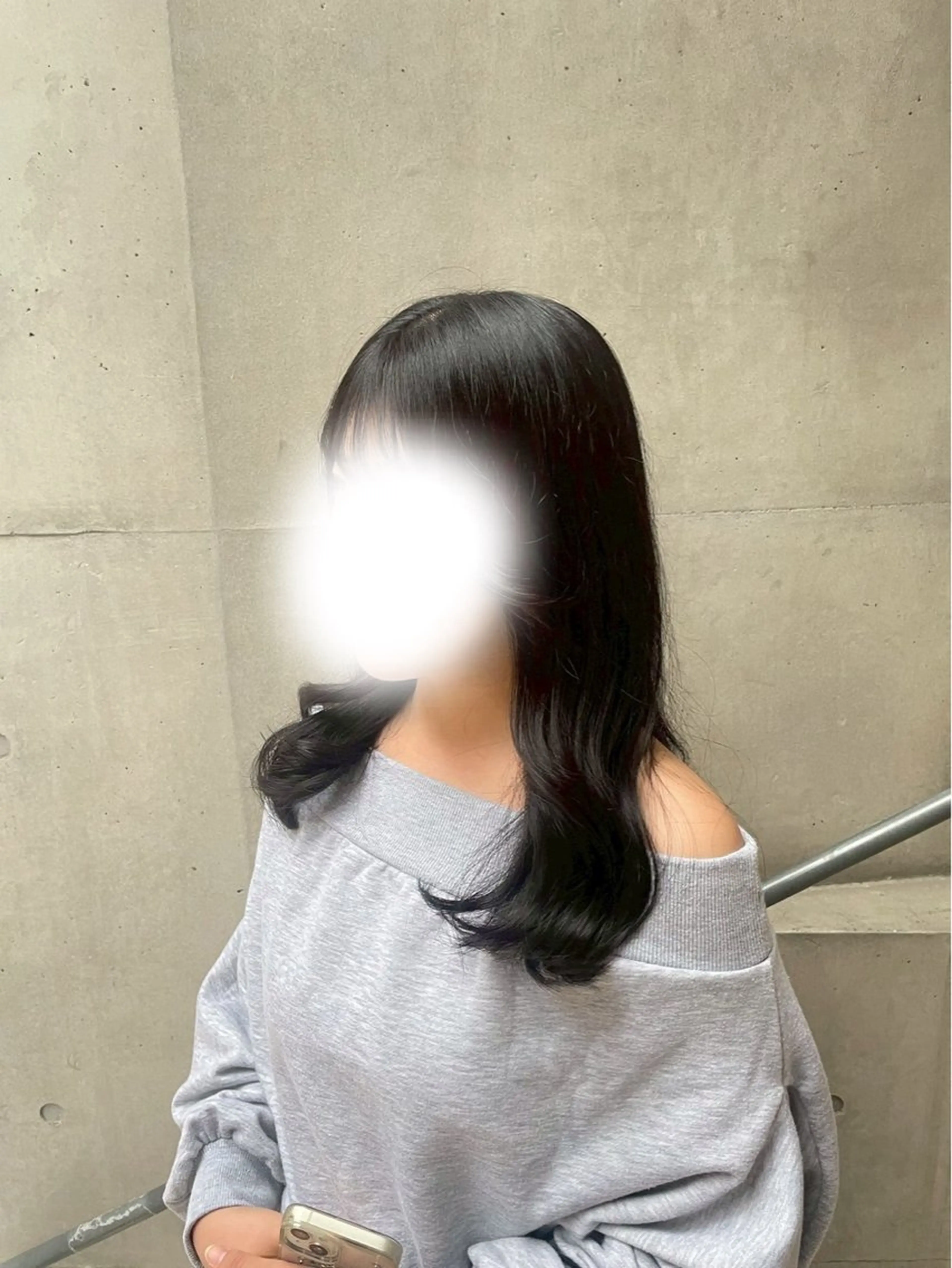 セミロング カラー 黒髪 透明感カラー おくにし はなのヘアスタイル