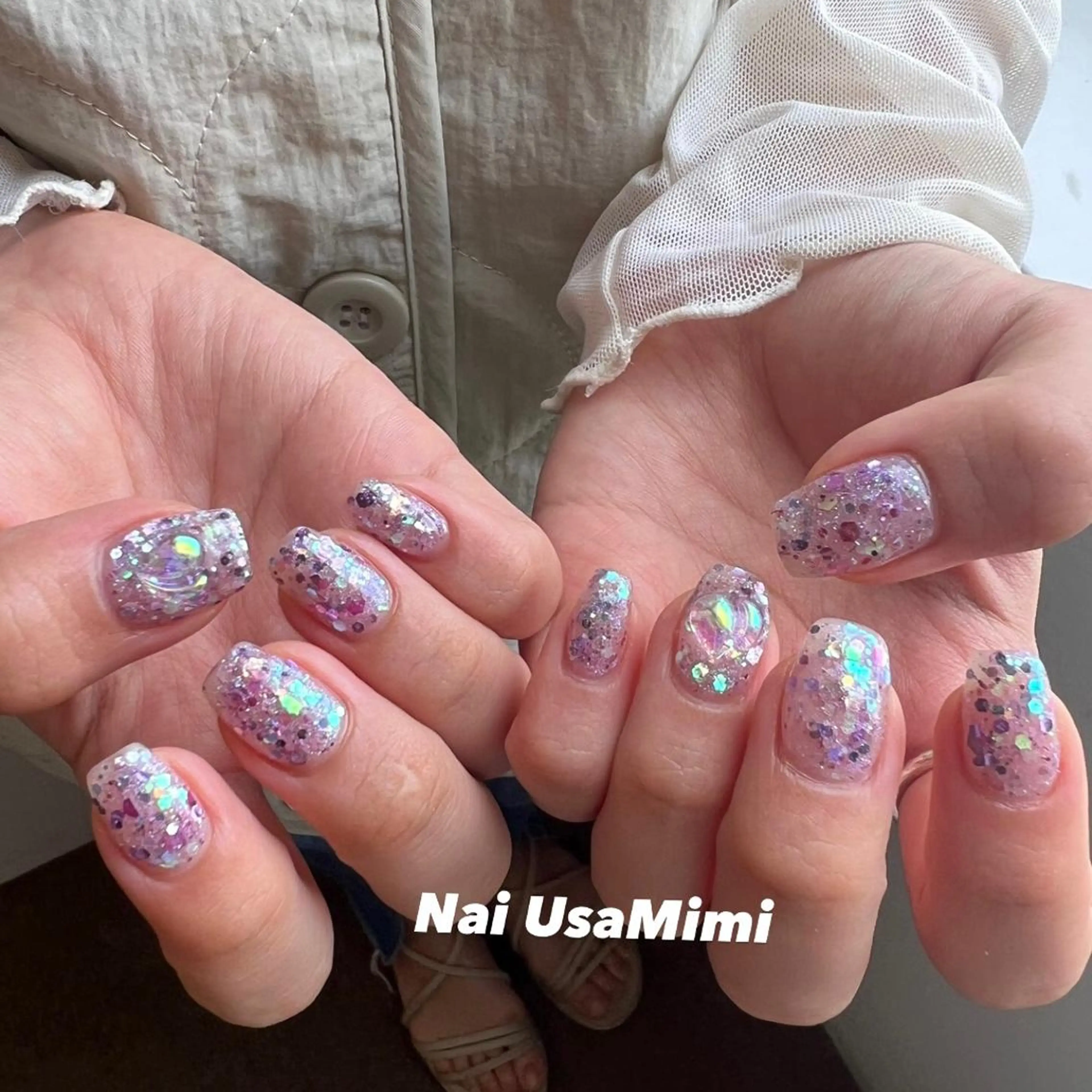 ネイル フットネイル ジェルネイル キラキラネイル マグネットネイル 持ち込み 本町ネイルNail UsaMimiのネイルデザイン