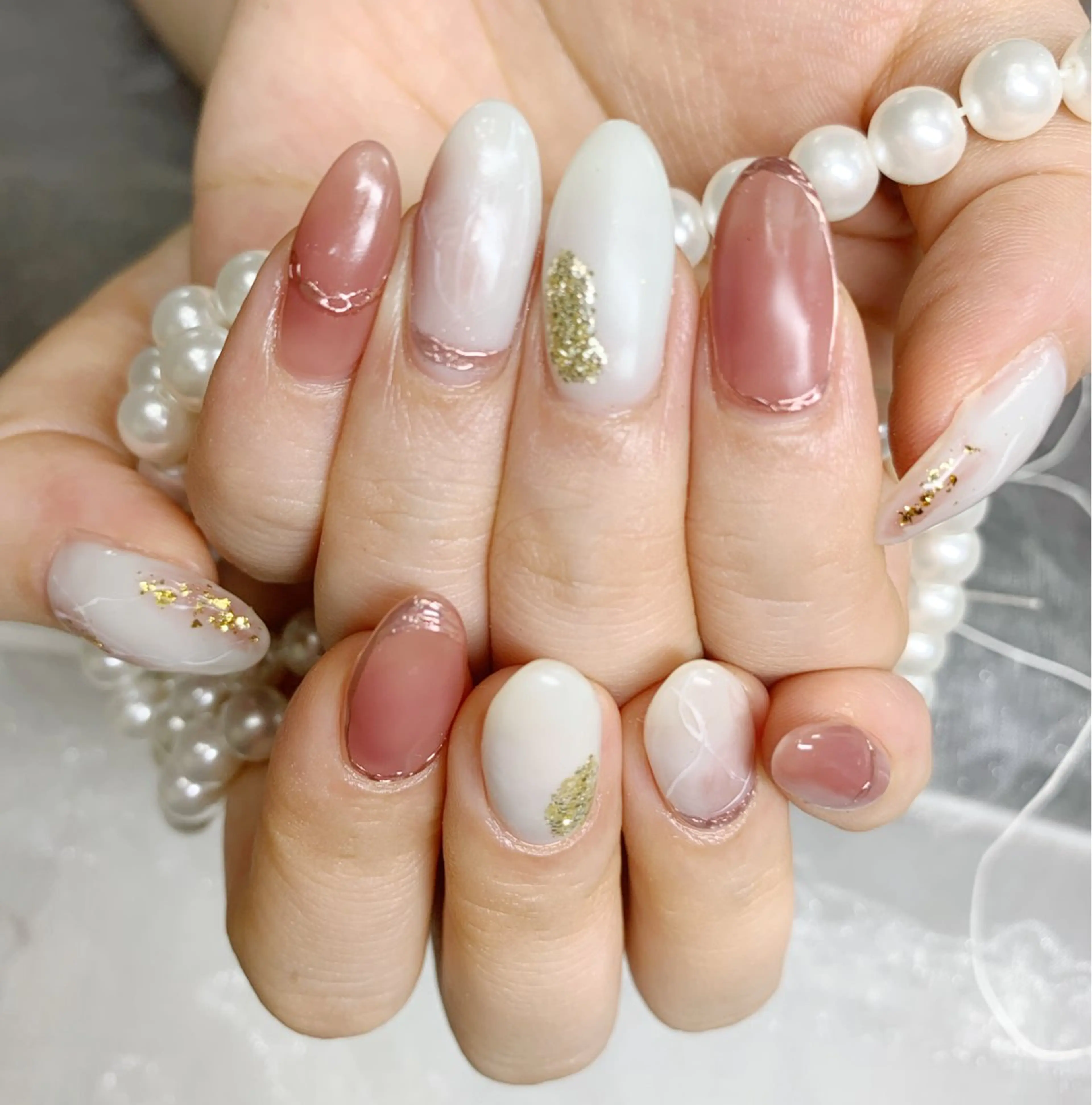 ネイル マットネイル ミラーネイル ニュアンスネイル ハンドネイル mira-cle大濱美容アカデミー所属・AI NAのネイルデザイン