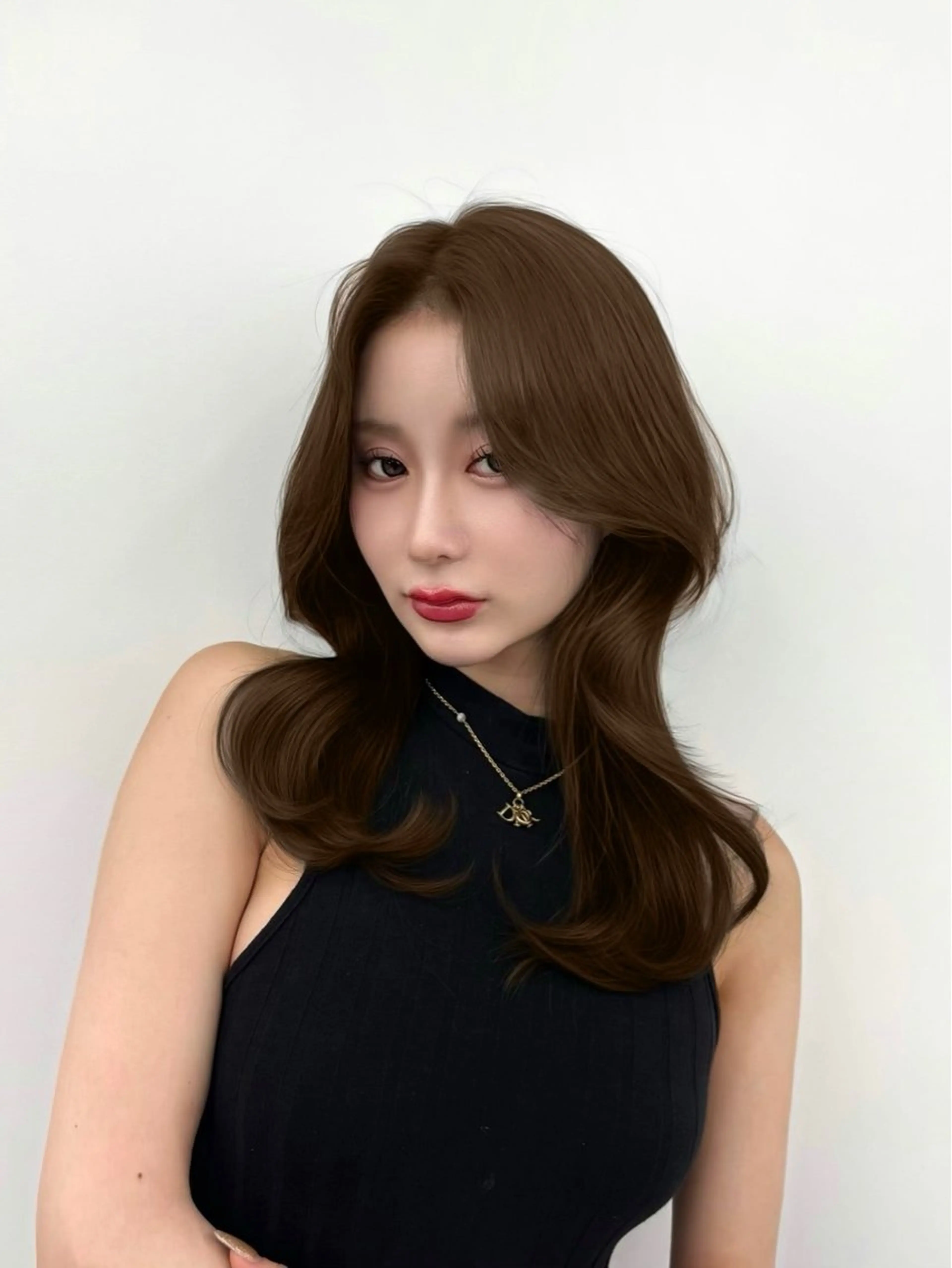 ロング カラー 小顔カット カット ヘアカラー トリートメント 韓国ヘア/レイヤー/ 顔まわり足立遥奈のヘアスタイル