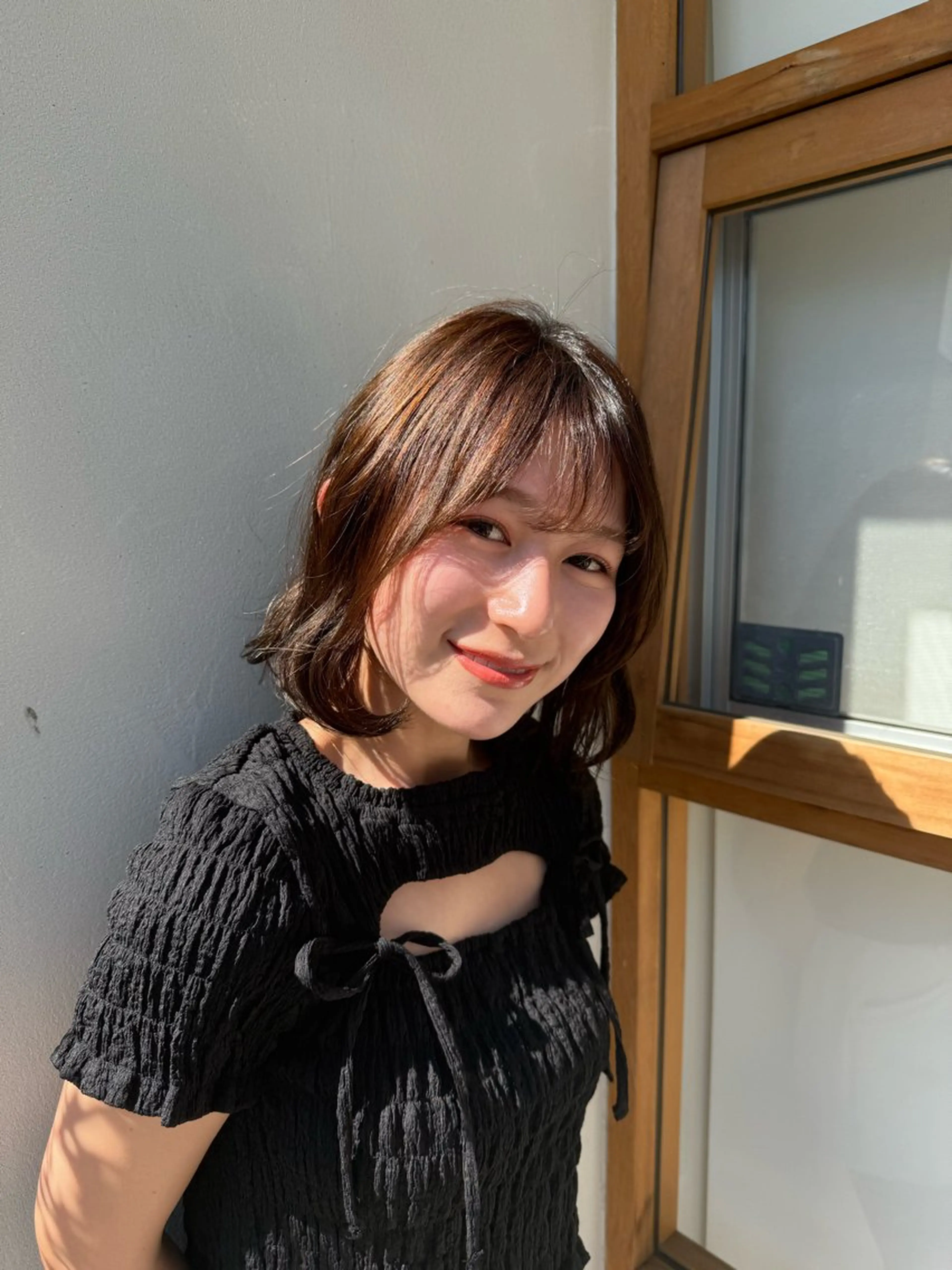 ミディアム カット ヘアカラー 一宮　　透明感カラー 髪質改善　ヘッドスパのヘアスタイル