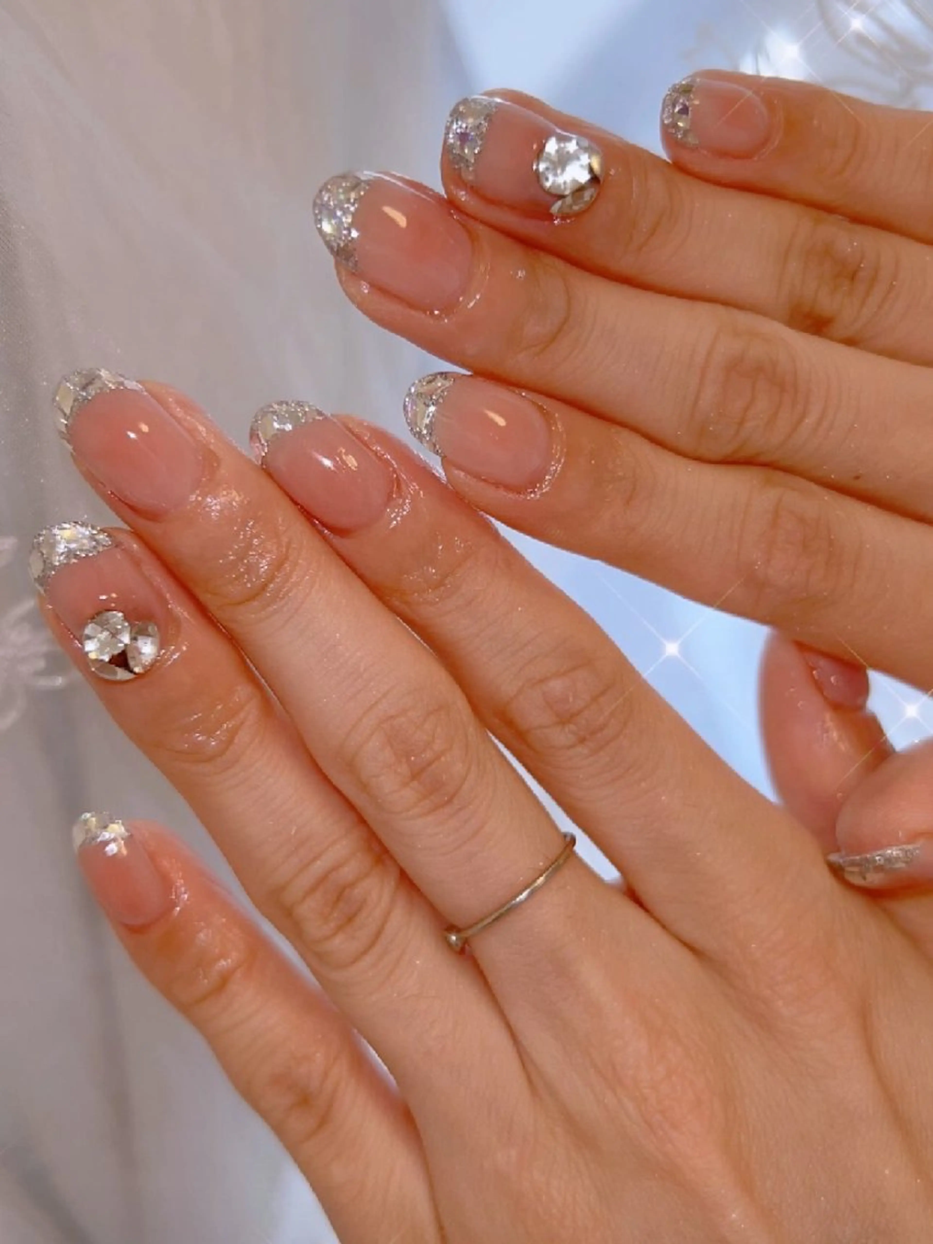 ネイル 長さ出し ジェルネイル 韓国ネイル マグネットネイル ニュアンスネイル ハンドネイル I LOVE ME  NAIL.｡.:*♡のネイルデザイン