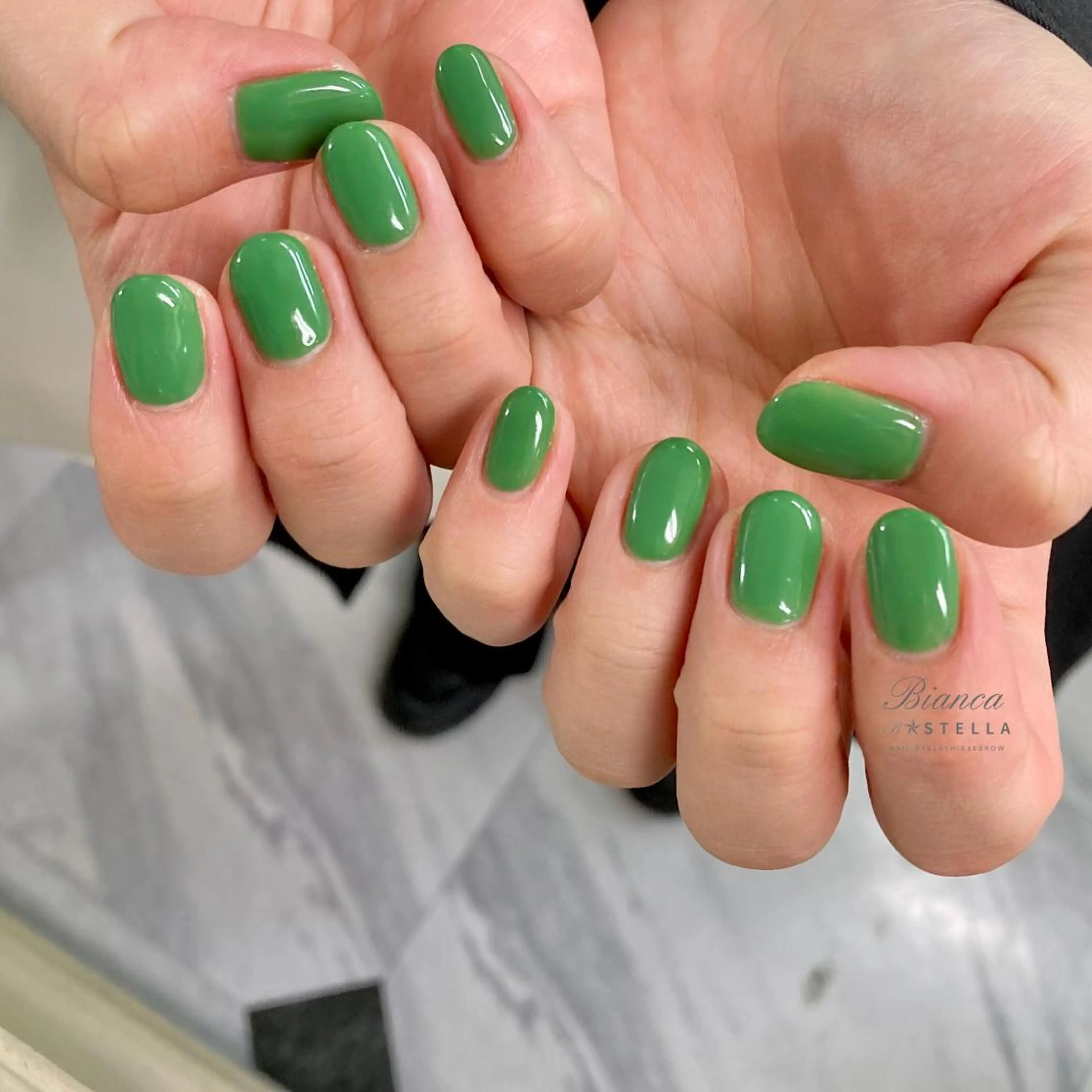 ネイル アイブロウ グリーン ハンドネイル Mojyam nail所属・松本 実咲のネイルデザイン