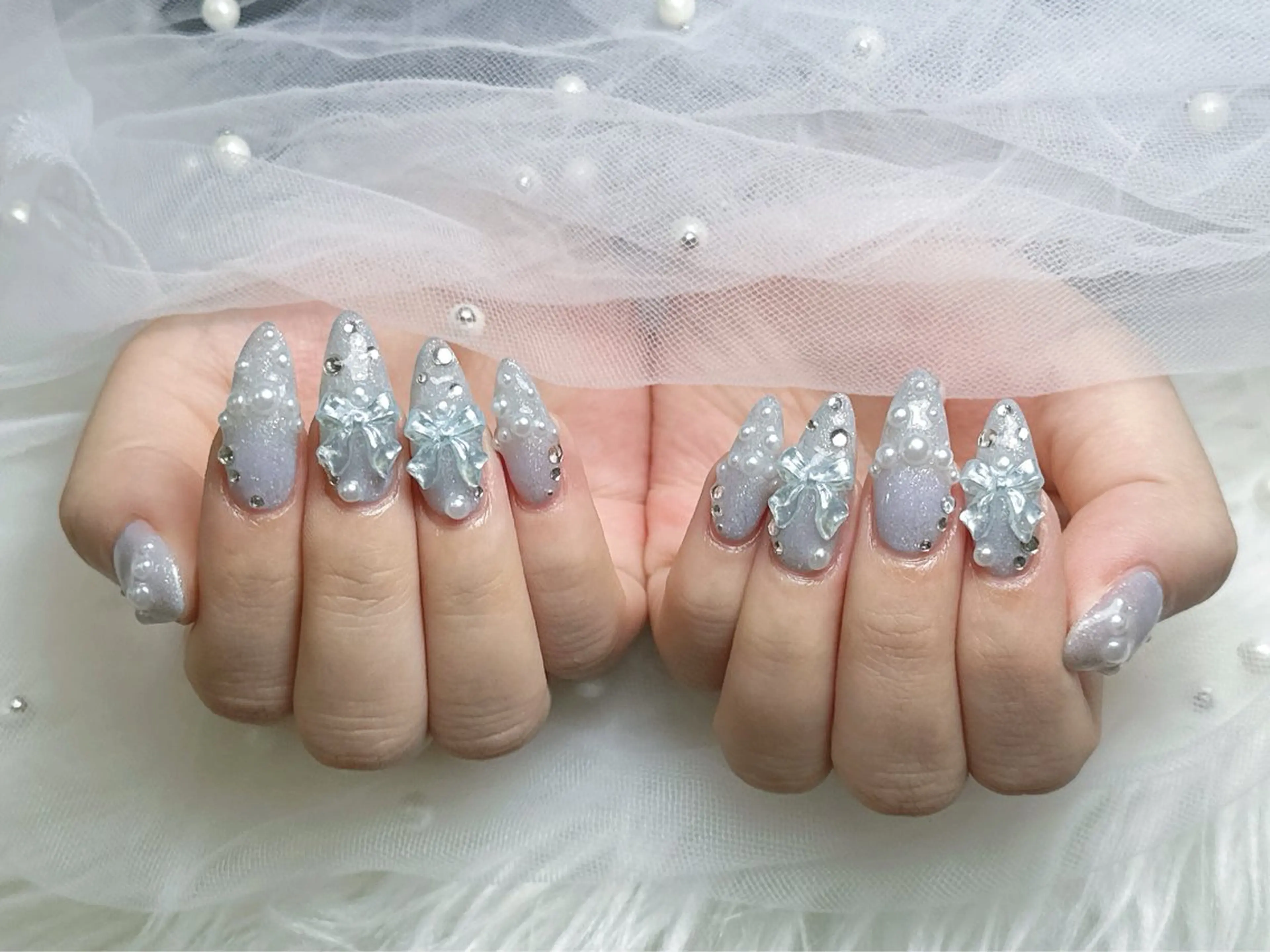 ネイル ストーンネイル ハンドネイル 【Eclat ｴｸﾗ】nail＆beauty所属・Eclat〔ｴｸﾗ〕 MOEKA𝜗𝜚*のネイルデザイン