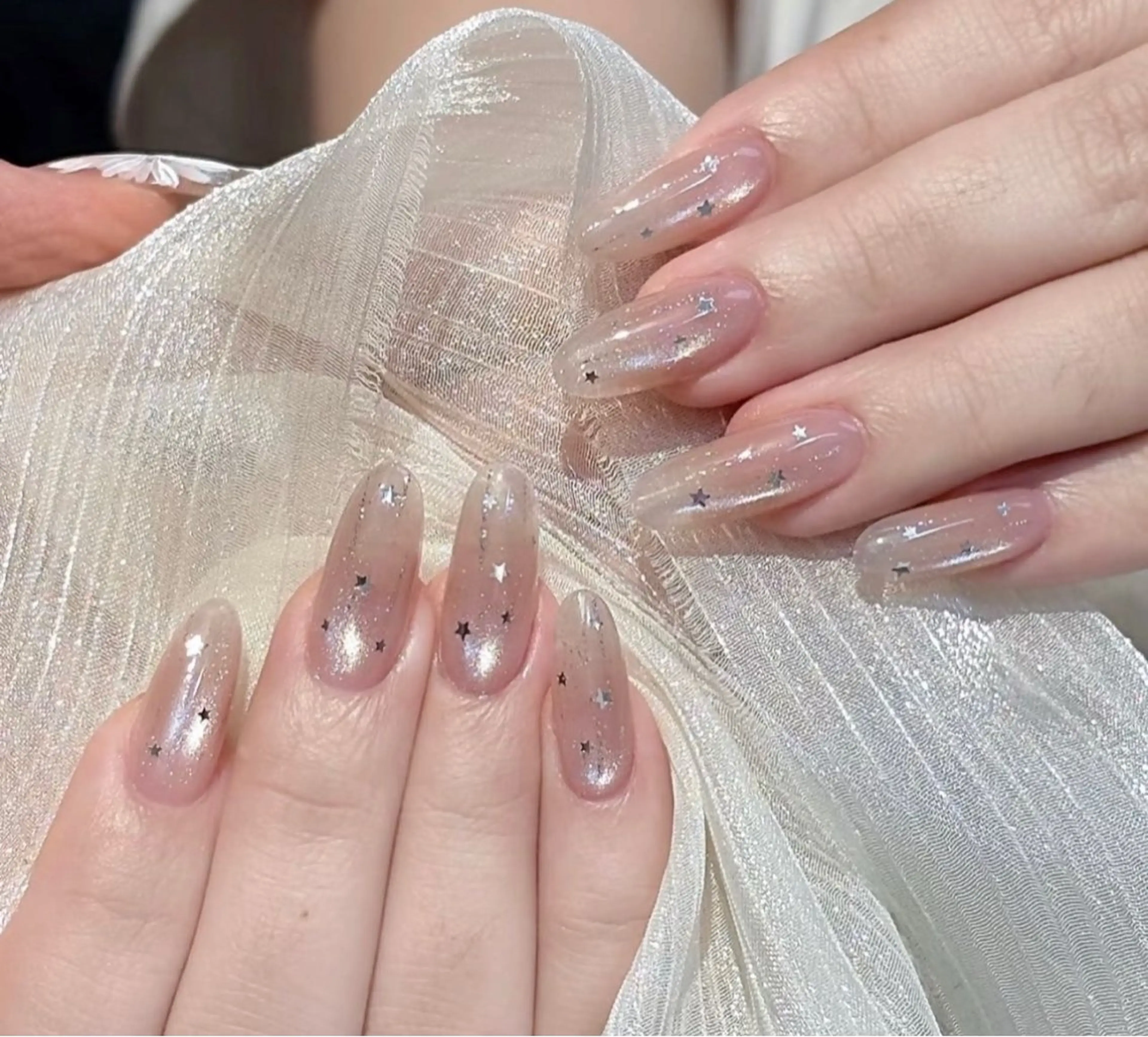 ネイル ハンドネイル 🎀PG🩵 ネイルサロンのネイルデザイン