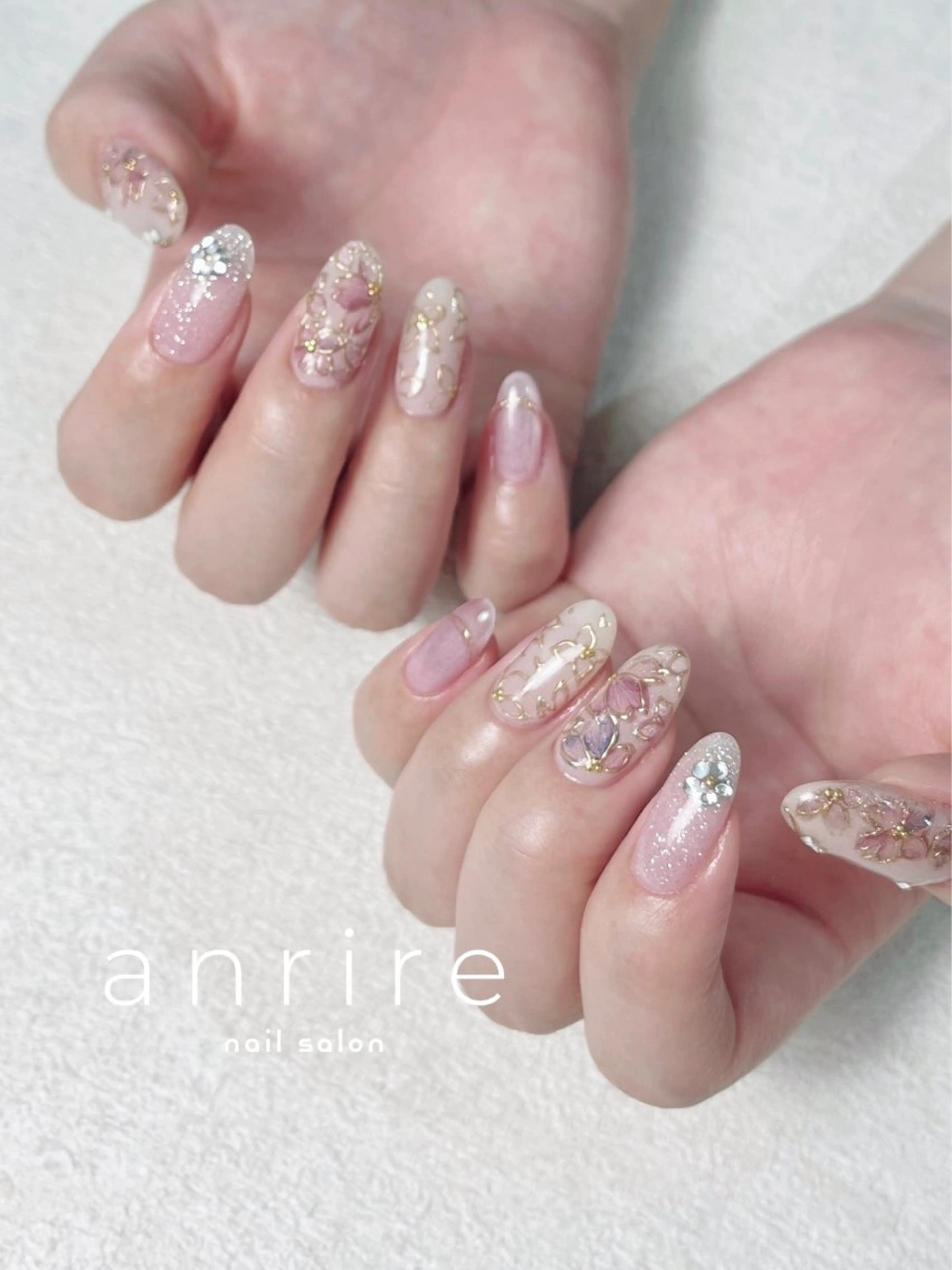 ネイル フラッシュネイル フラワーネイル ジェルネイル キラキラネイル ラメ(グリッター) ハンドネイル nail salon anrire〜アンリール〜所属・nailsalon anrireのネイルデザイン