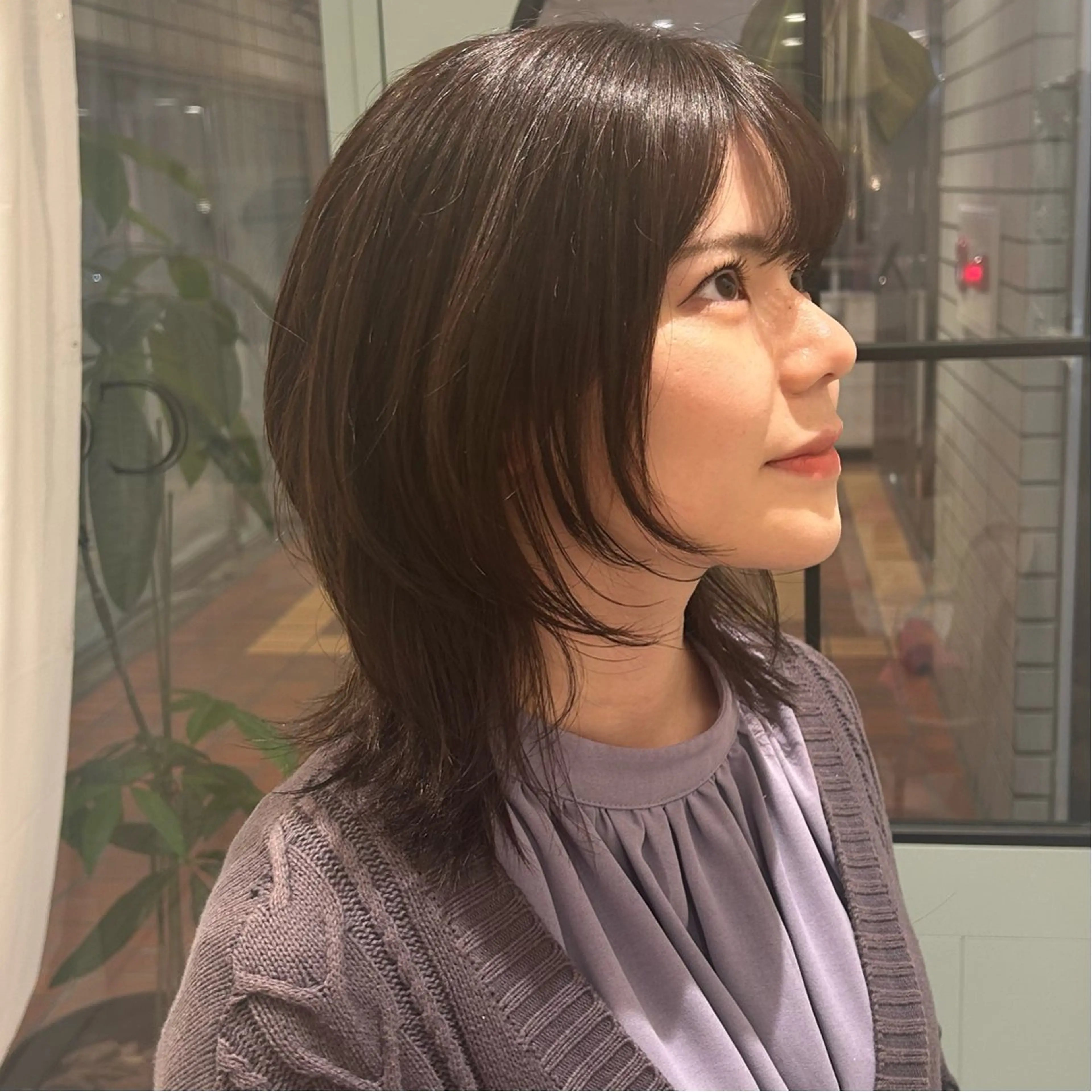 セミロング カラー ヘアアレンジ ブラウンカラー 顔まわりレイヤー 顔周りカット レイヤーカット ウルフカット 🍓女性専用サロン/ こころ🍓のヘアスタイル