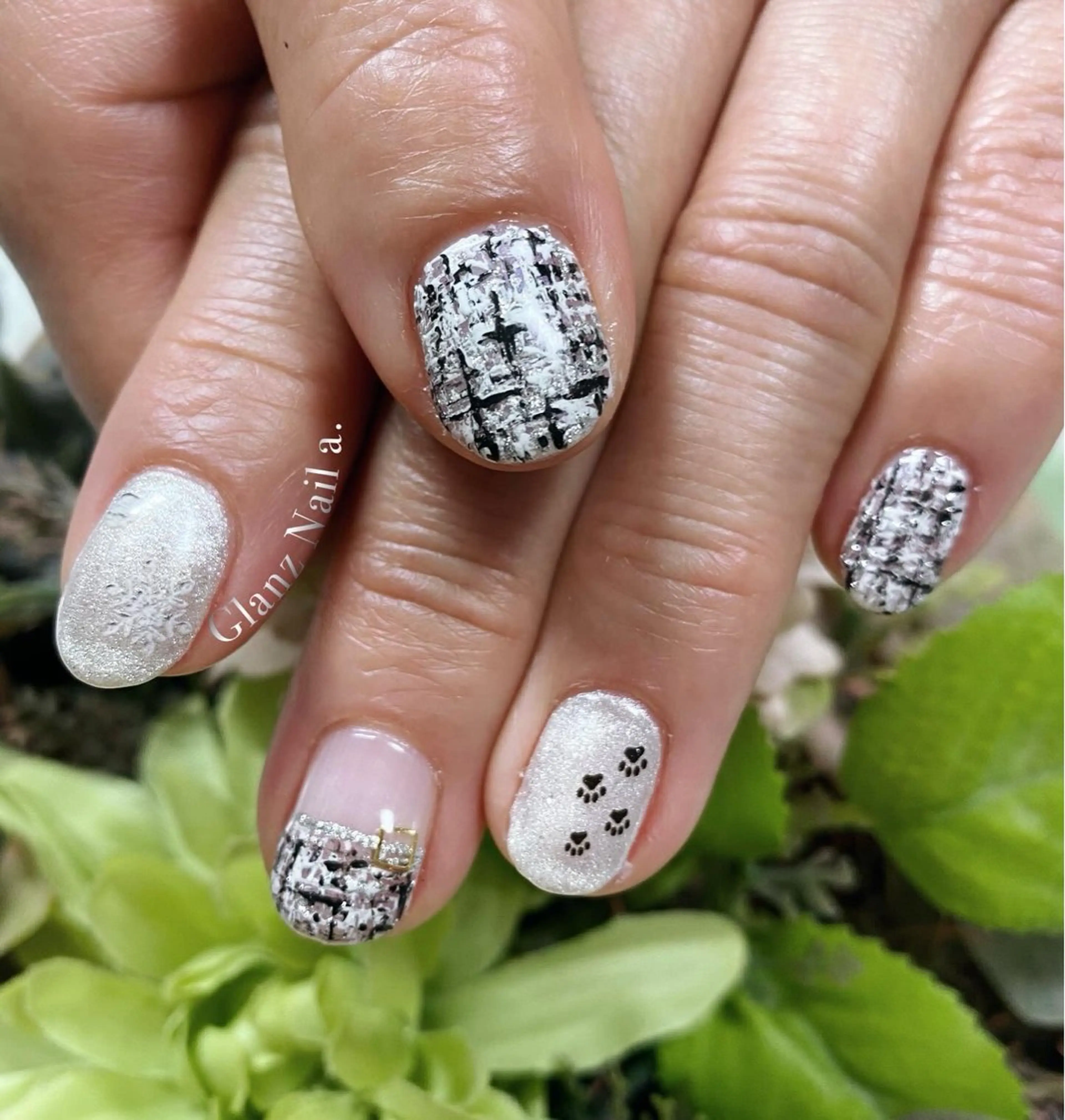 ネイル ツイードネイル Glanz  Nail aのネイルデザイン