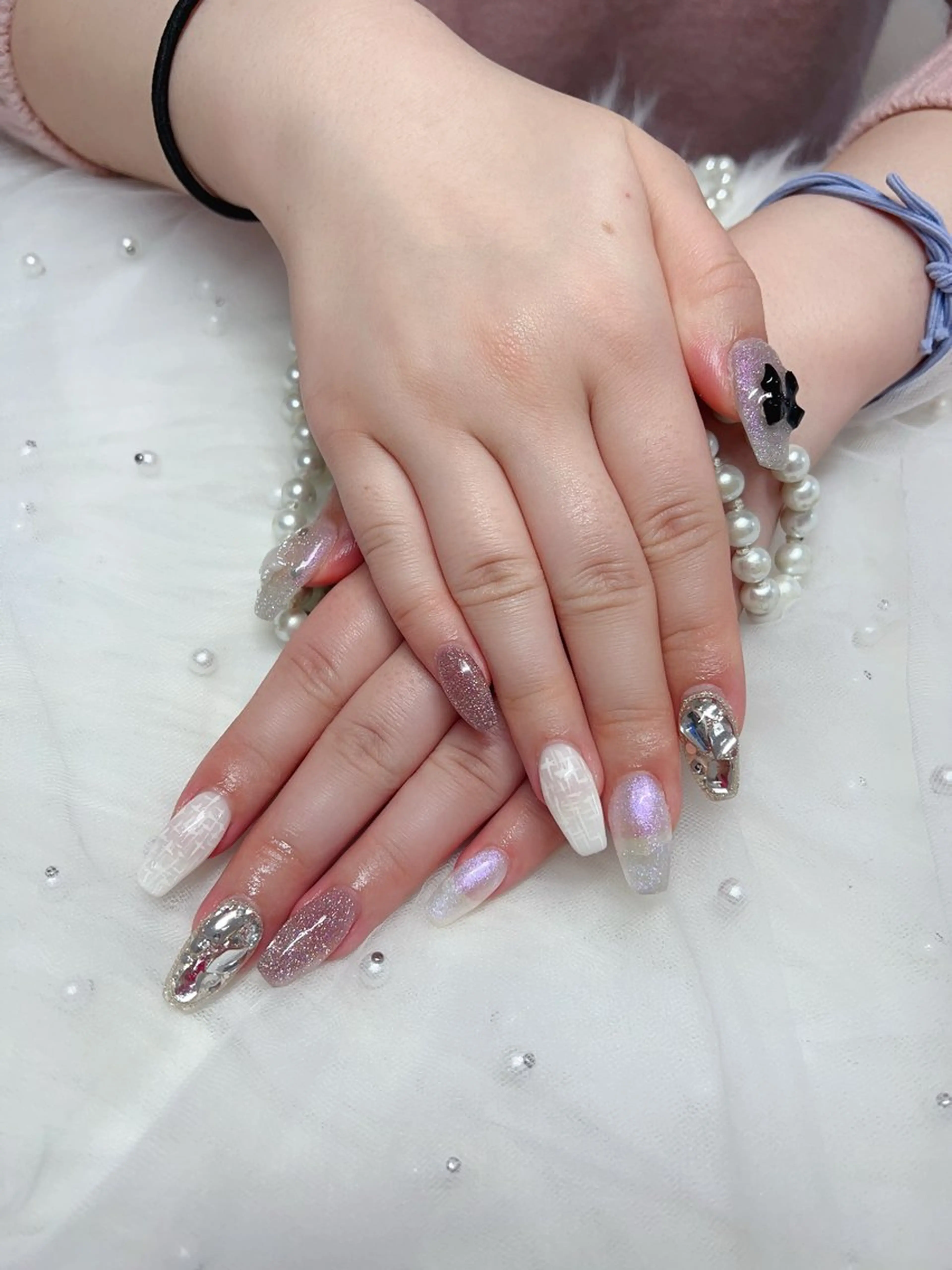 ロング ハンドネイル ハンドケア 💜MIYA nail川崎店のネイルデザイン