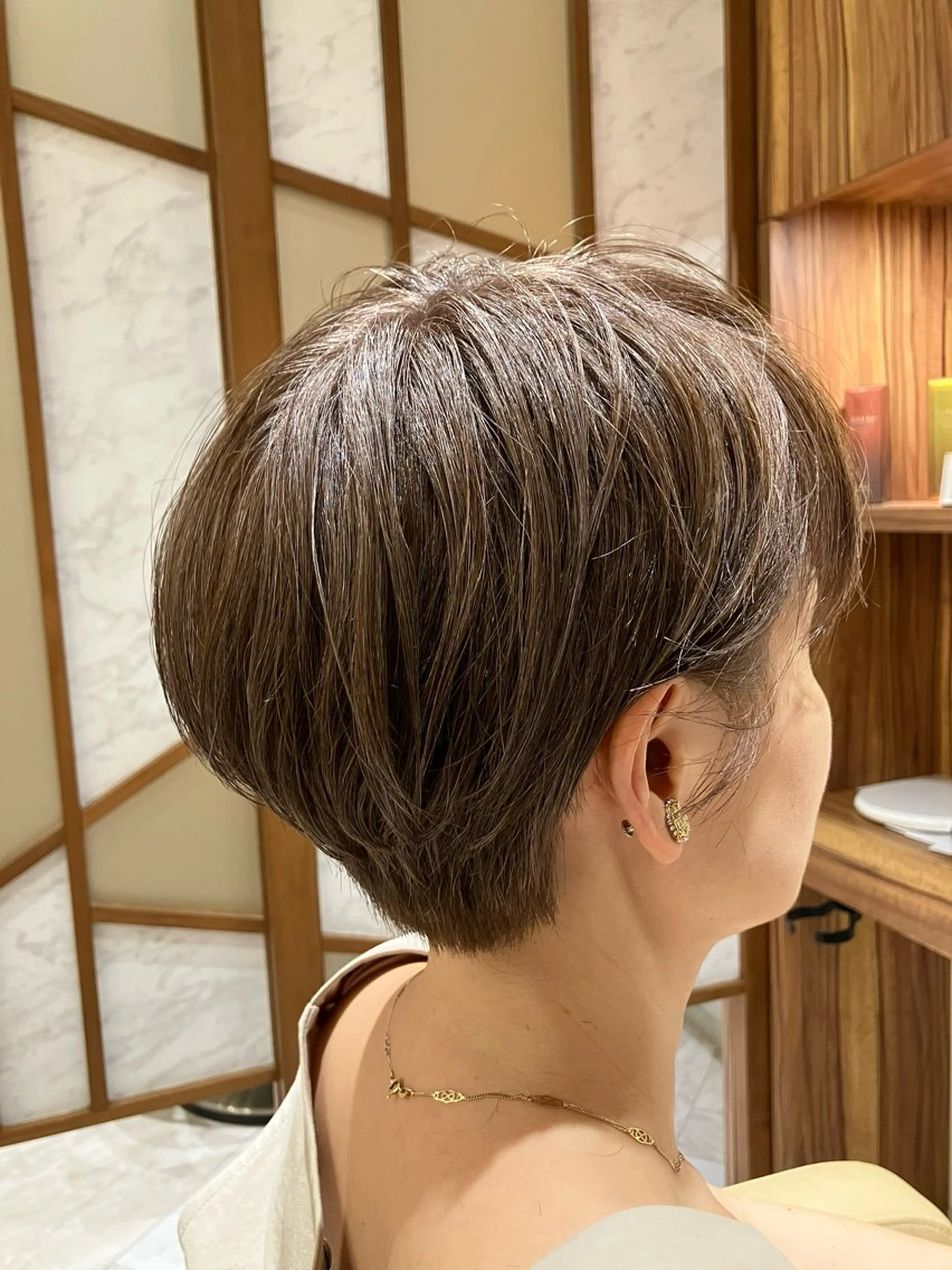 ショート カラー ハイライトカラー ハイライト ショートヘア 脱白髪染め/大人ハイ ライト/田中佑季のヘアスタイル