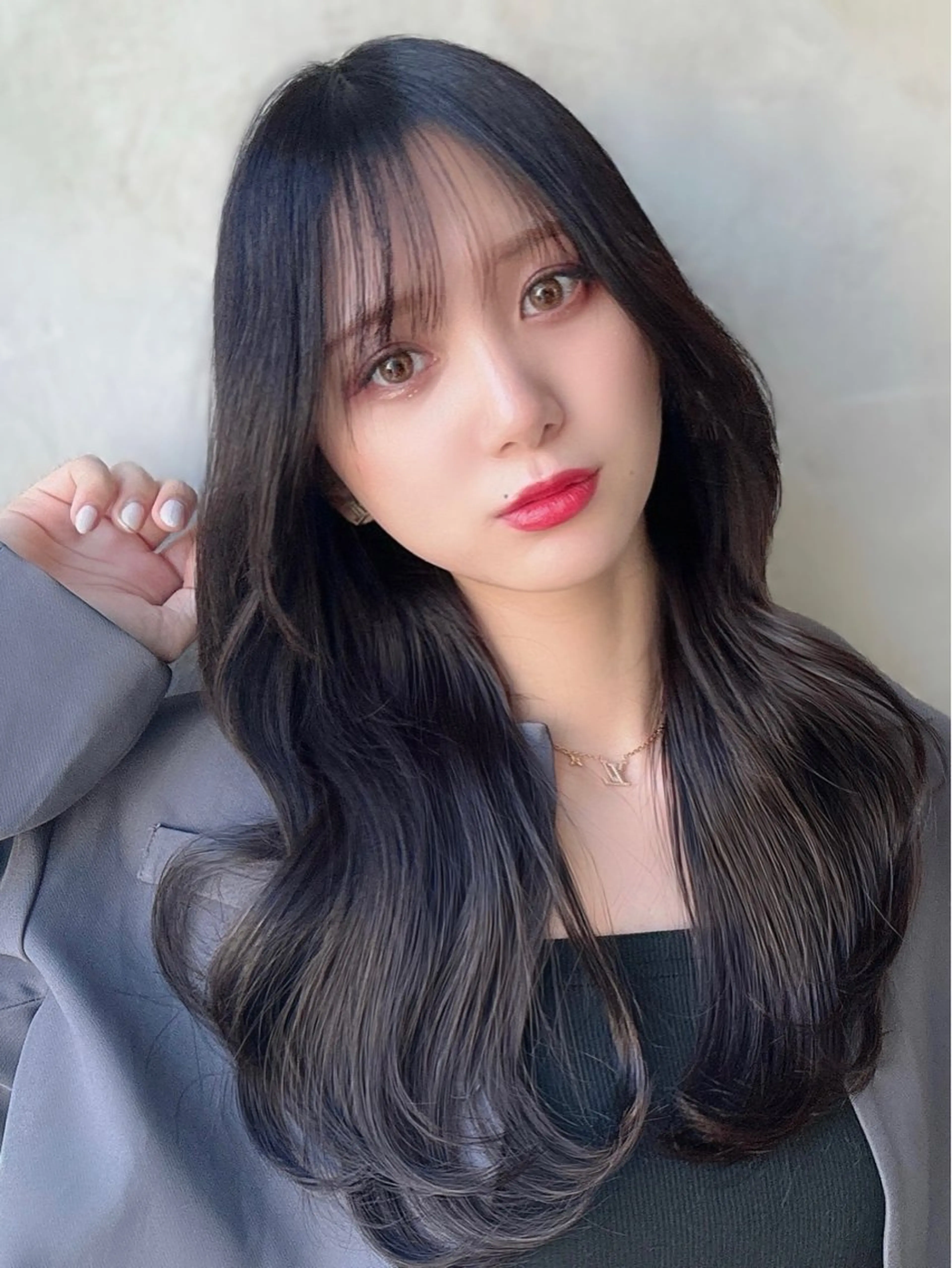 ロング カラー パーマ カット ヘアカラー トリートメント 新宿✨顔周りカット 韓国ヘア/坂本亜裟海のヘアスタイル