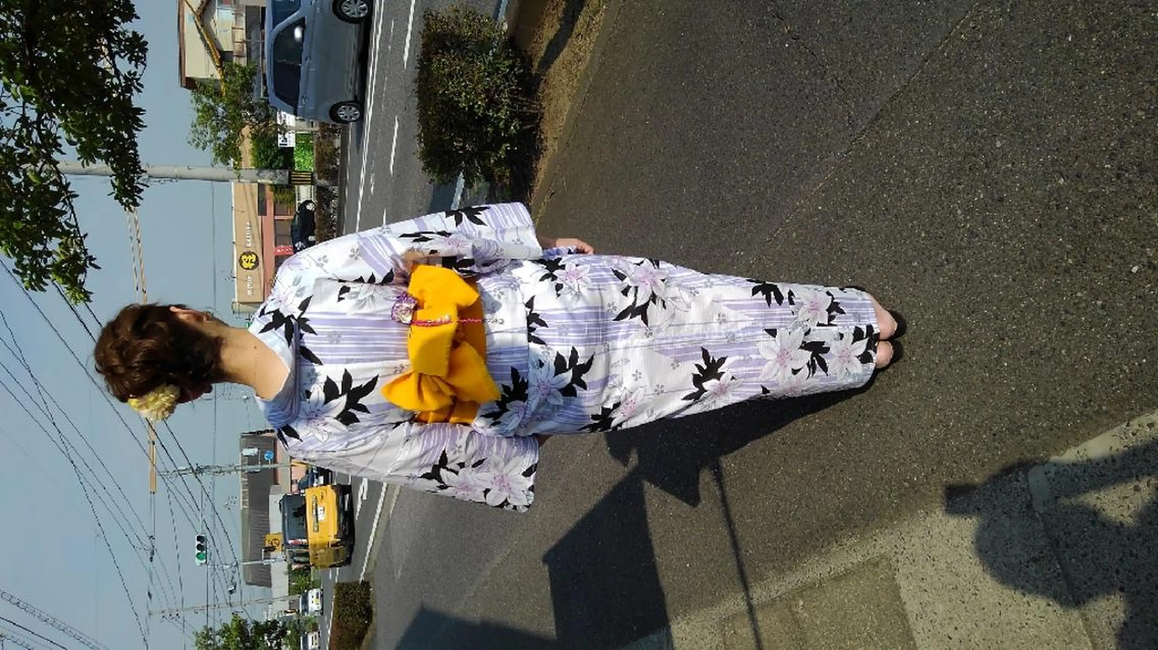 浴衣の着付けと簡単なアップの写真