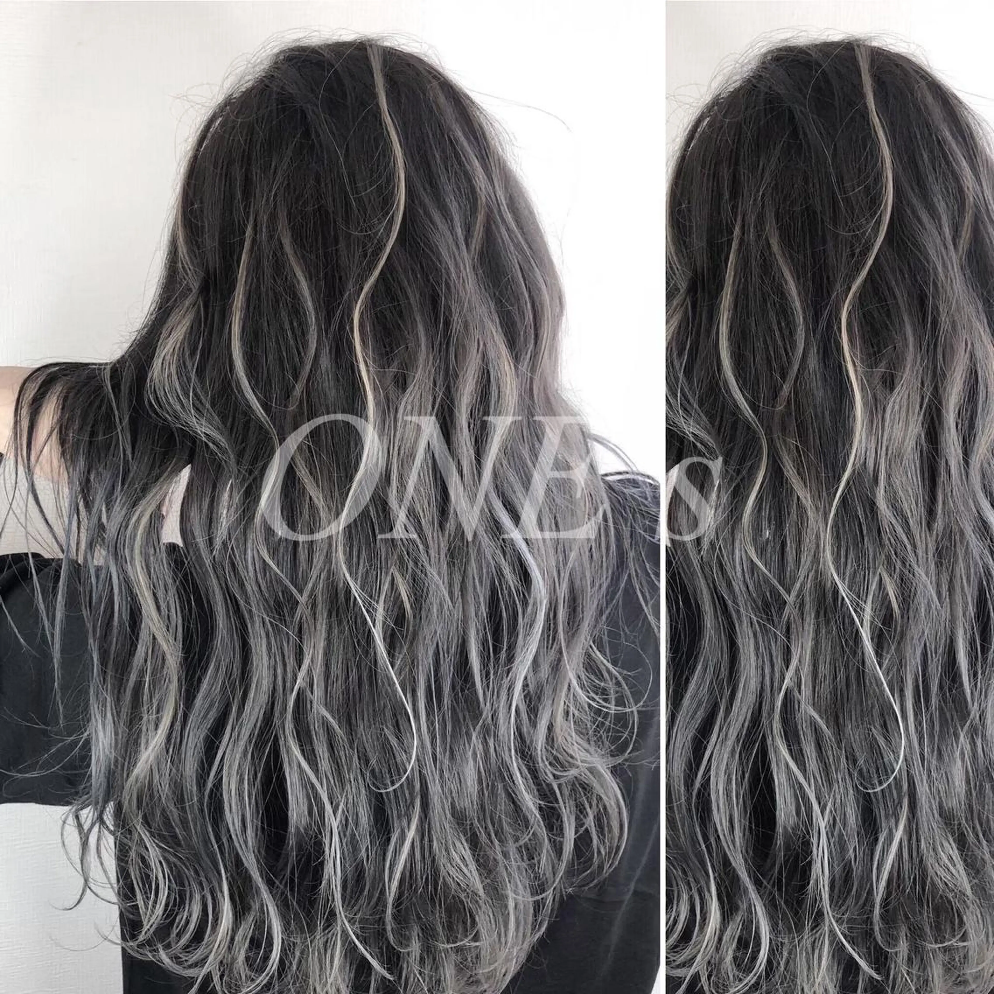 ロング カラー カット ヘアカラー JuNブリーチに 縮毛矯正するプロのヘアスタイル