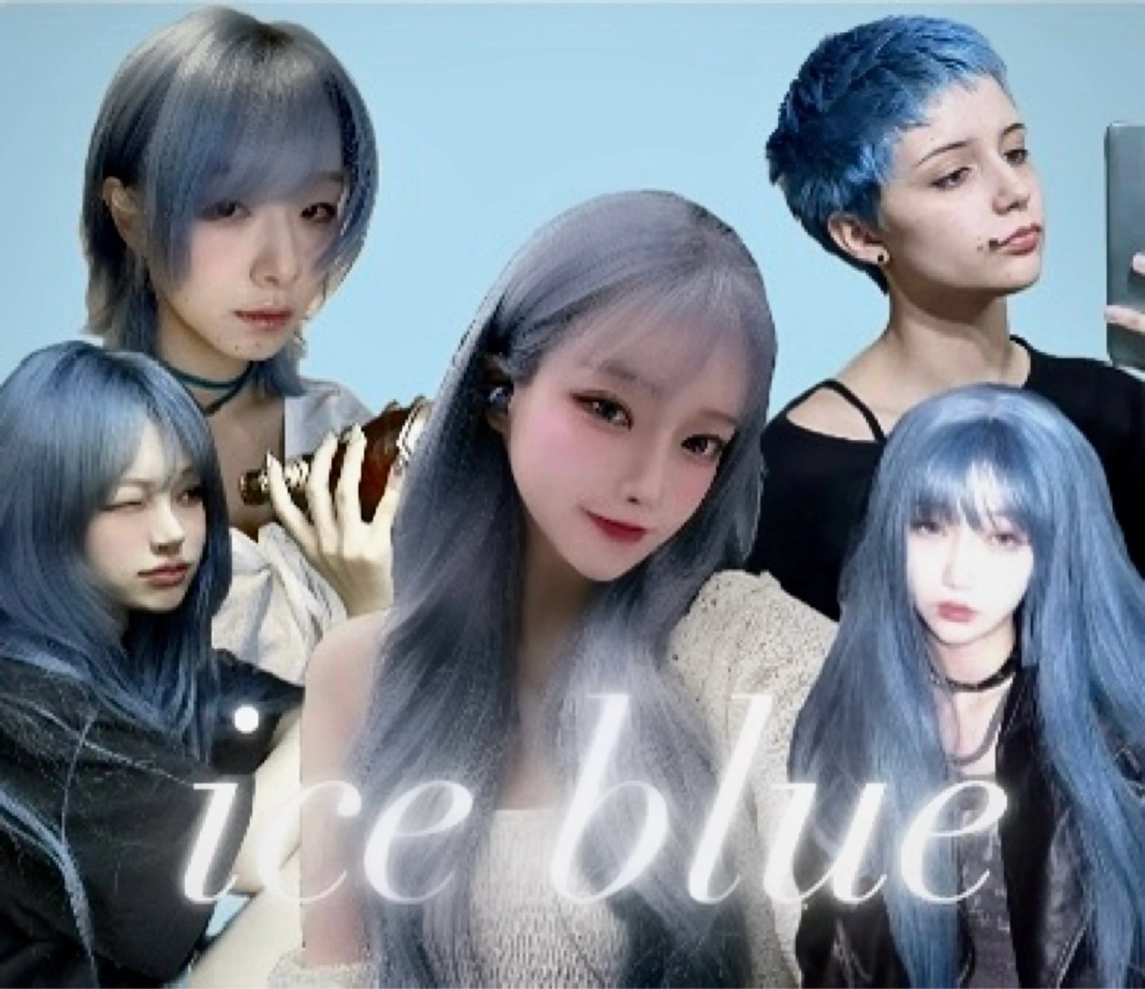 ロング カラー ブリーチ ブルーカラー 透明感カラー ヘアカラー 栗谷 竜希のヘアスタイル