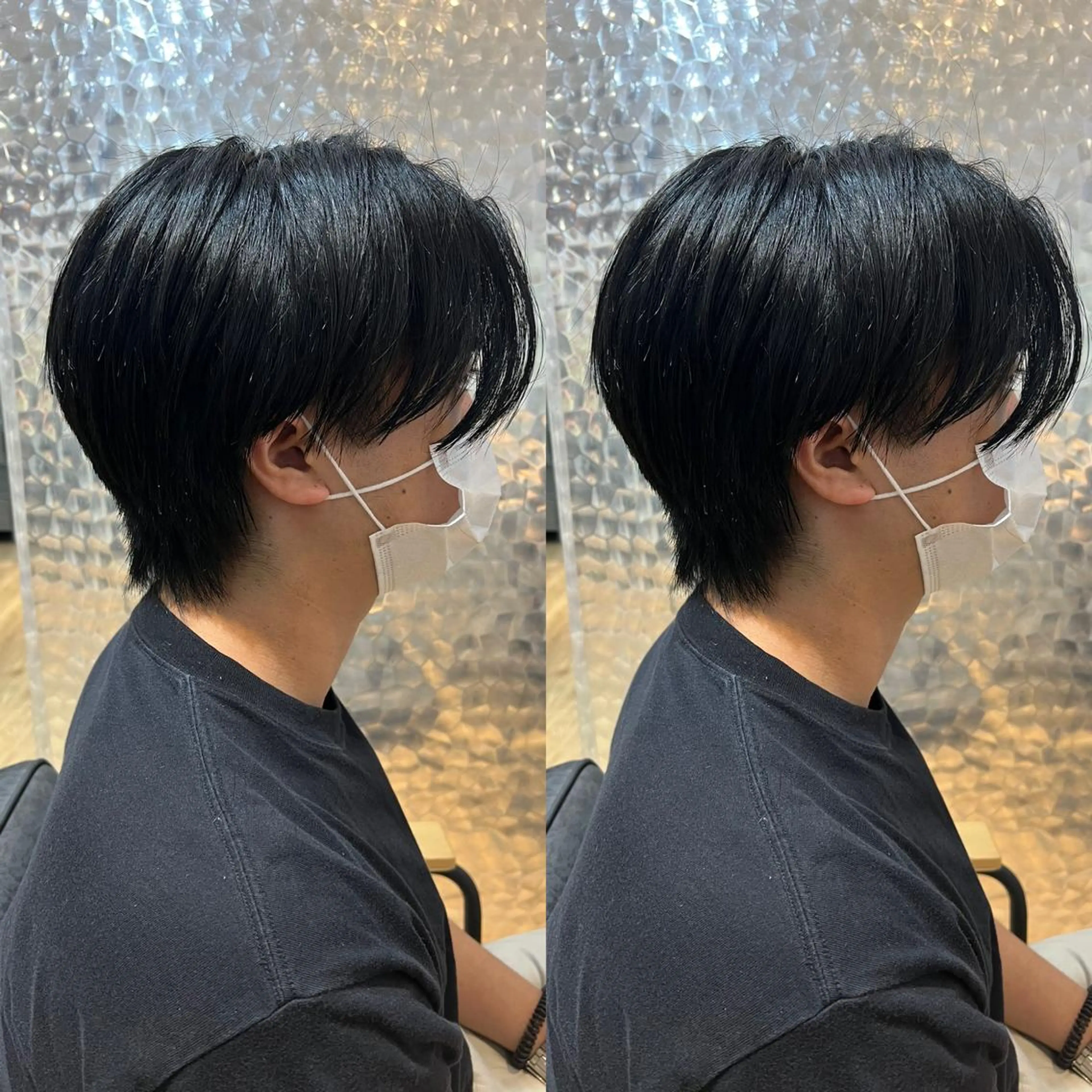 ミディアム メンズ カット ヘアセット センターパート ／植田のヘアスタイル