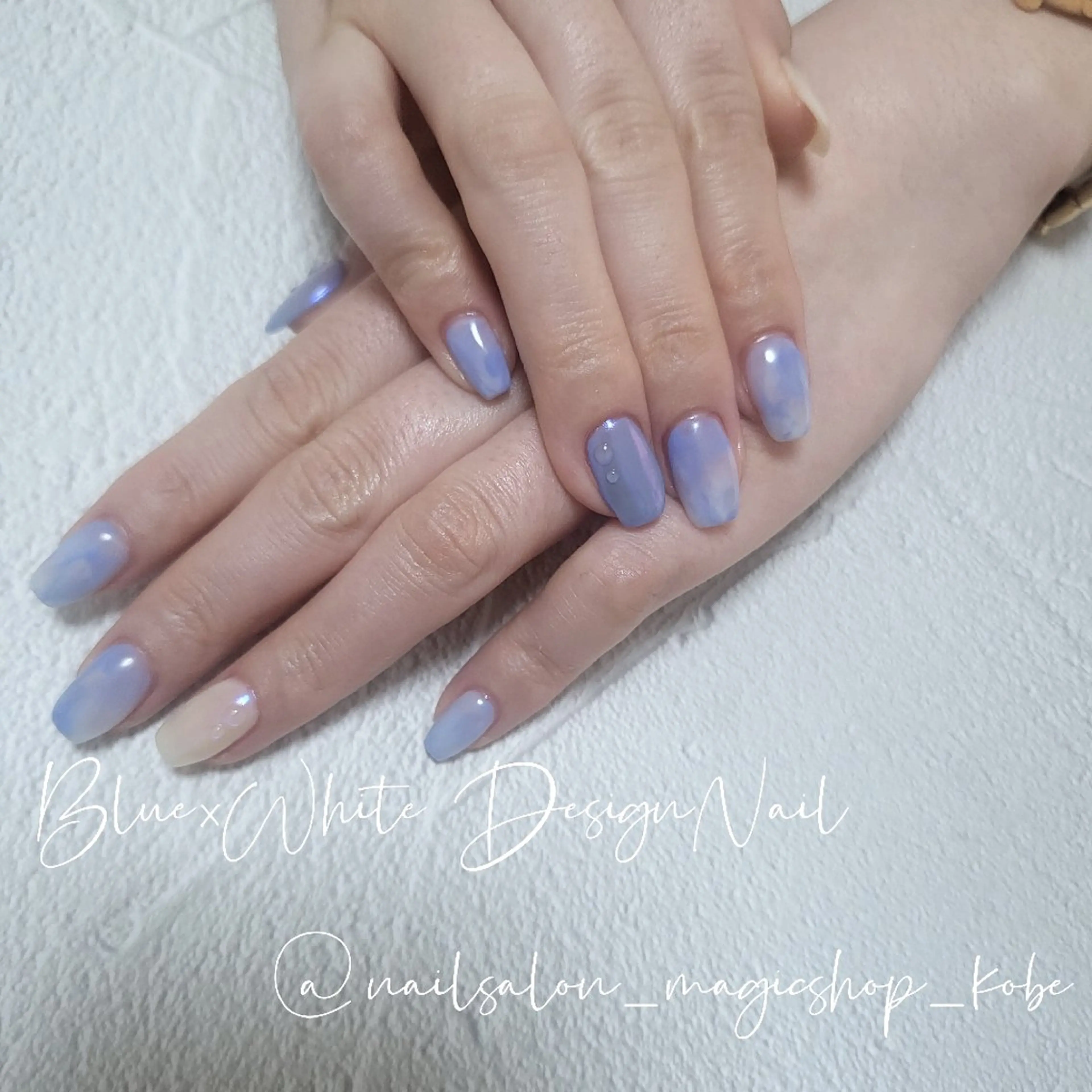 ネイル ブルー クリアネイル ジェルネイル ミラーネイル ニュアンスネイル ハンドネイル Nailsalon MagicShopのネイルデザイン