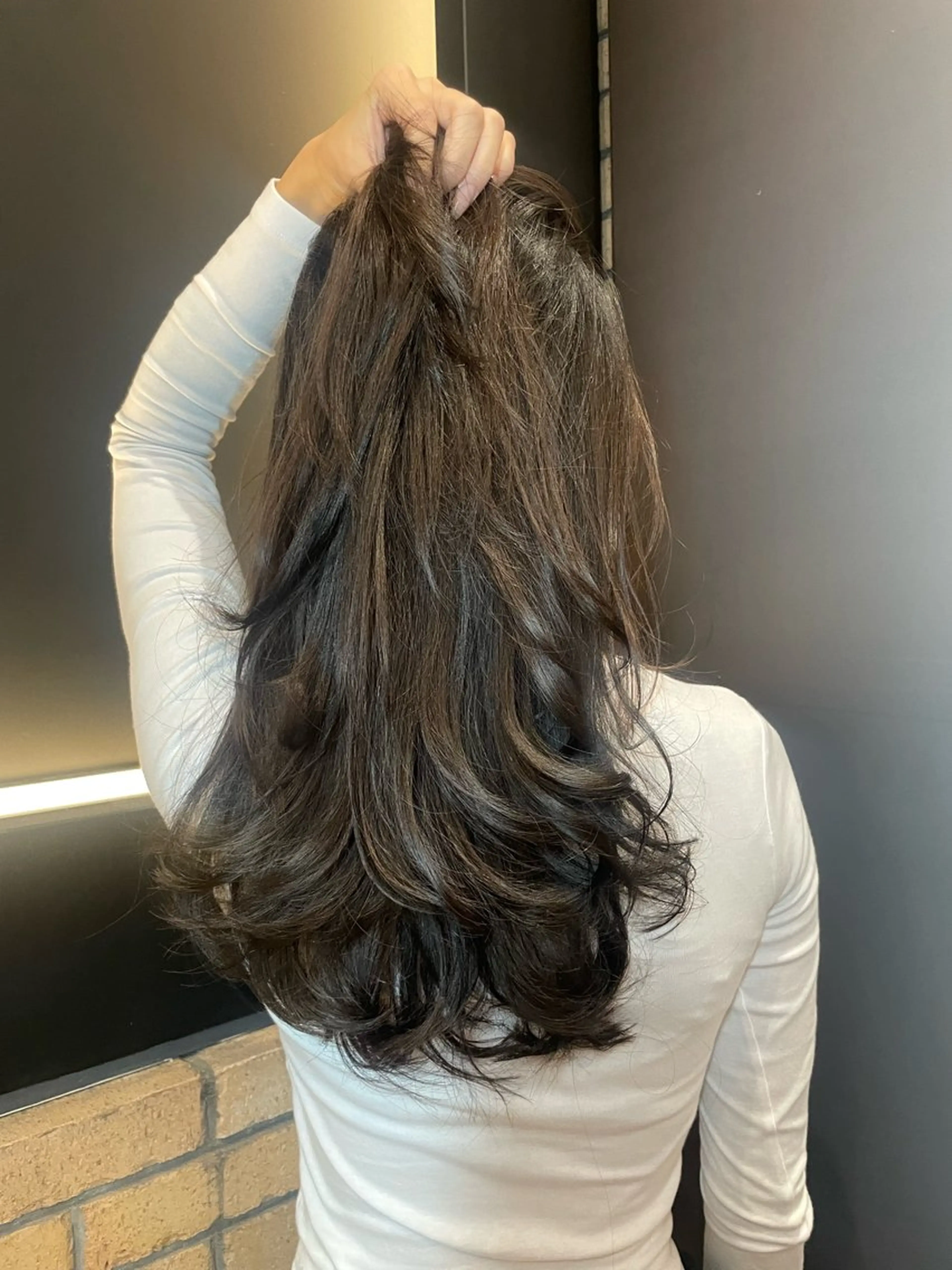 ロング カラー ブラウンカラー ダークブラウン 顔まわりレイヤー レイヤーカット 縮毛矯正 カット ヘアカラー レイヤー /髪質改善/ariのヘアスタイル