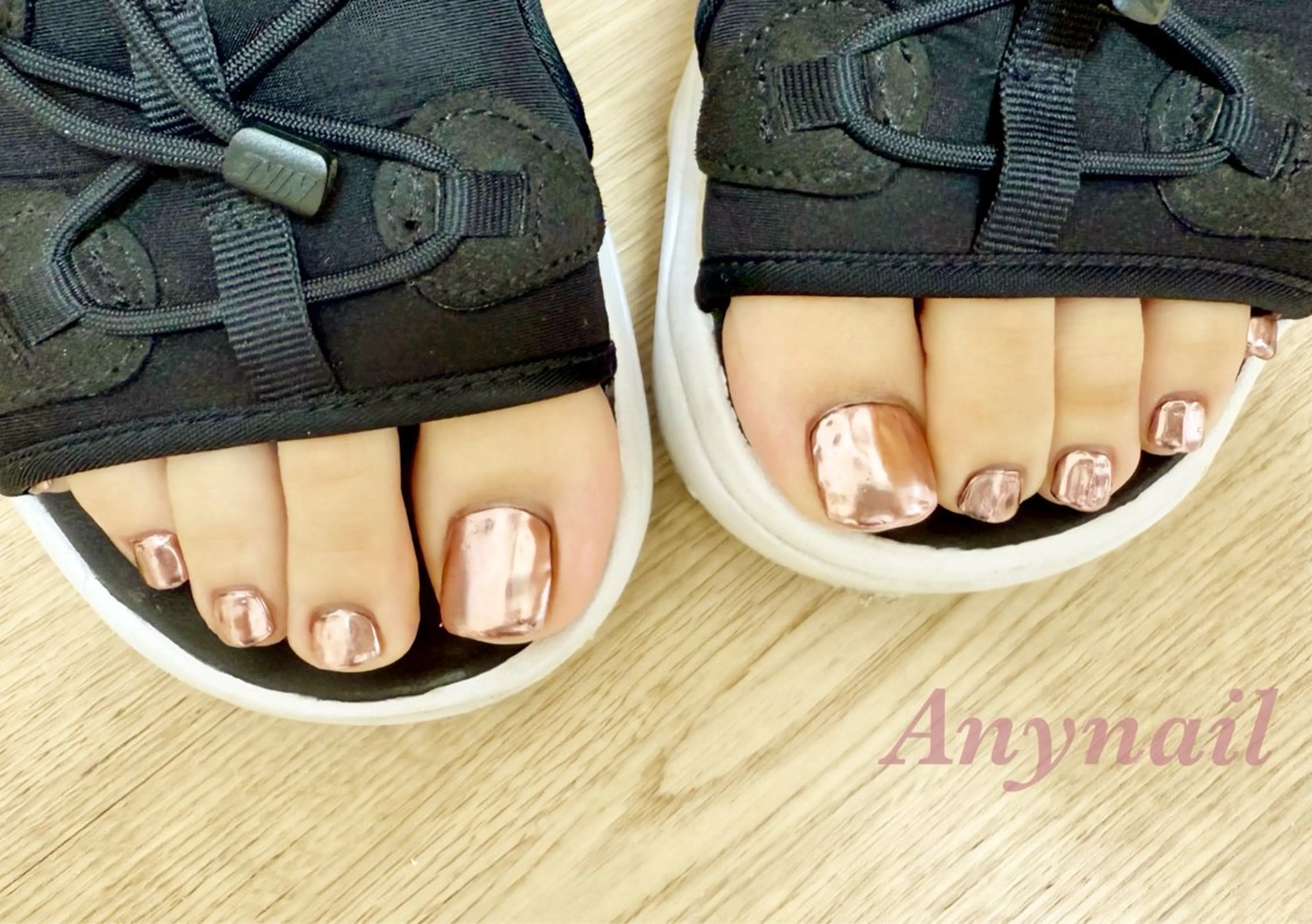 ネイル ブルー フットネイル ゴールド ミラーネイル ピンク フットネイル 岩澤 恵子のネイルデザイン