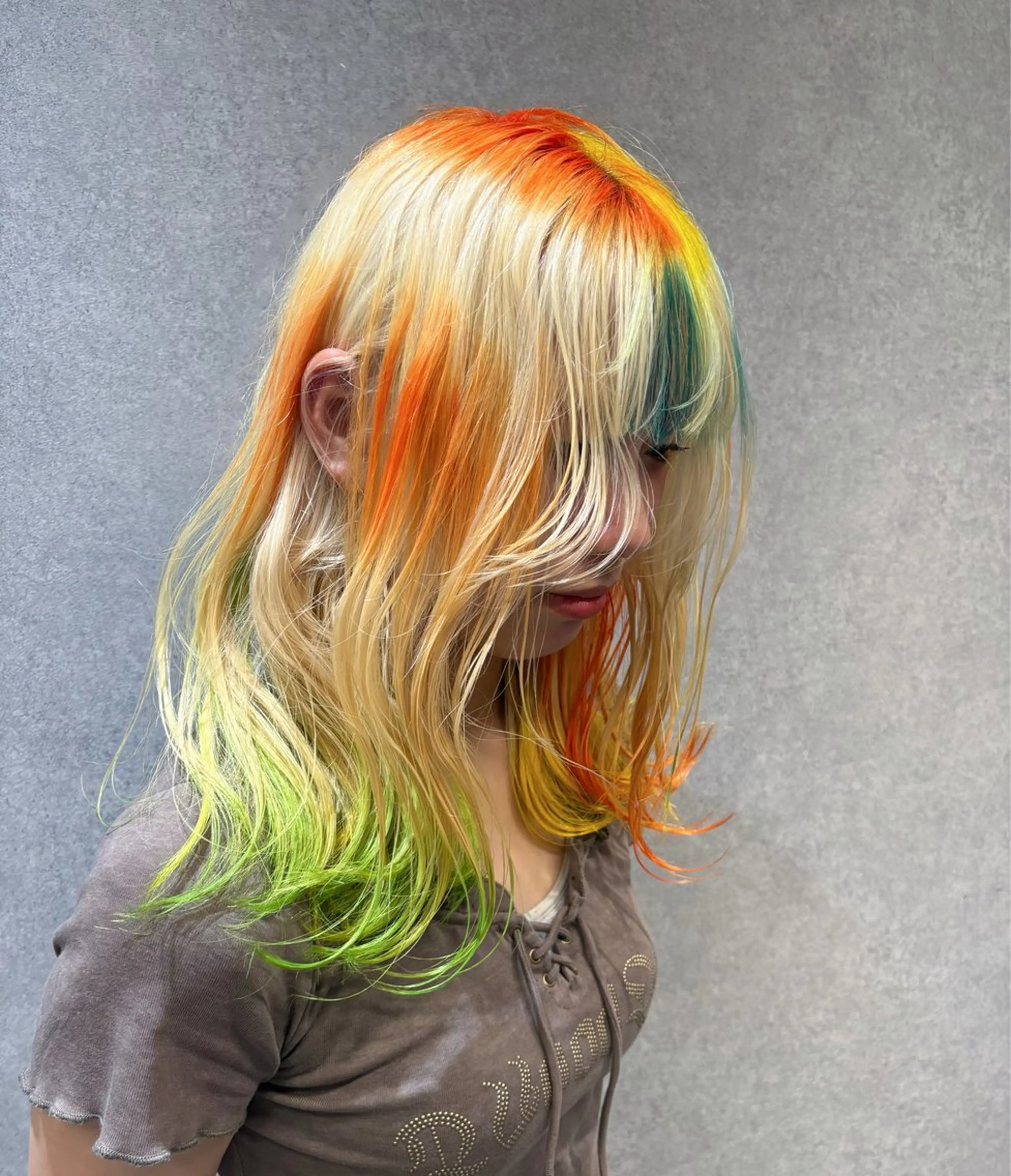 ミディアム カラー カット ヘアカラー トリートメント rilas博多所属・博多JYUI/ウルフ ハイトーン/デザインのヘアスタイル