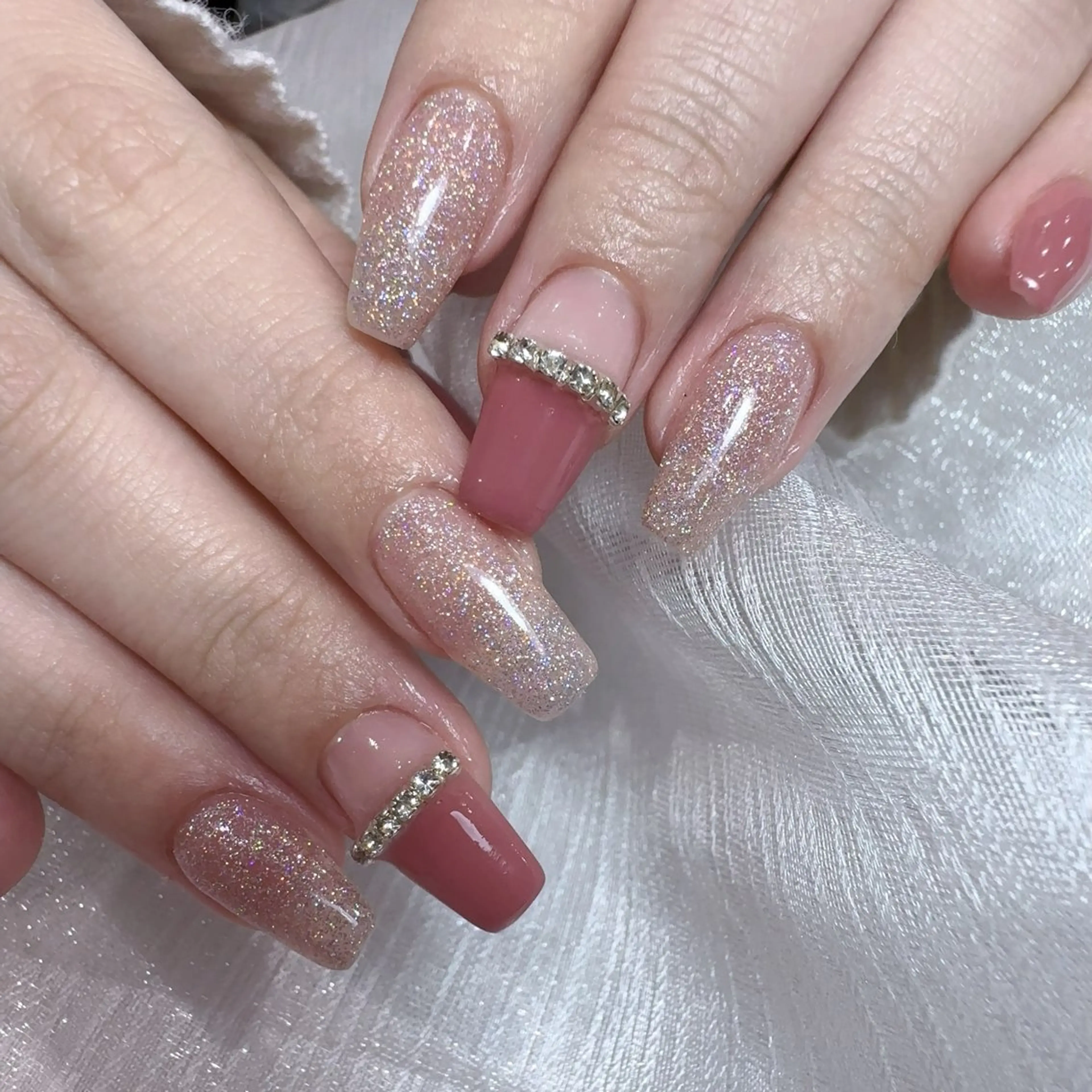 ネイル アートネイル フラッシュネイル フレンチネイル ジェルネイル ガラスフレンチ ハンドネイル You&Me Yukiのネイルデザイン