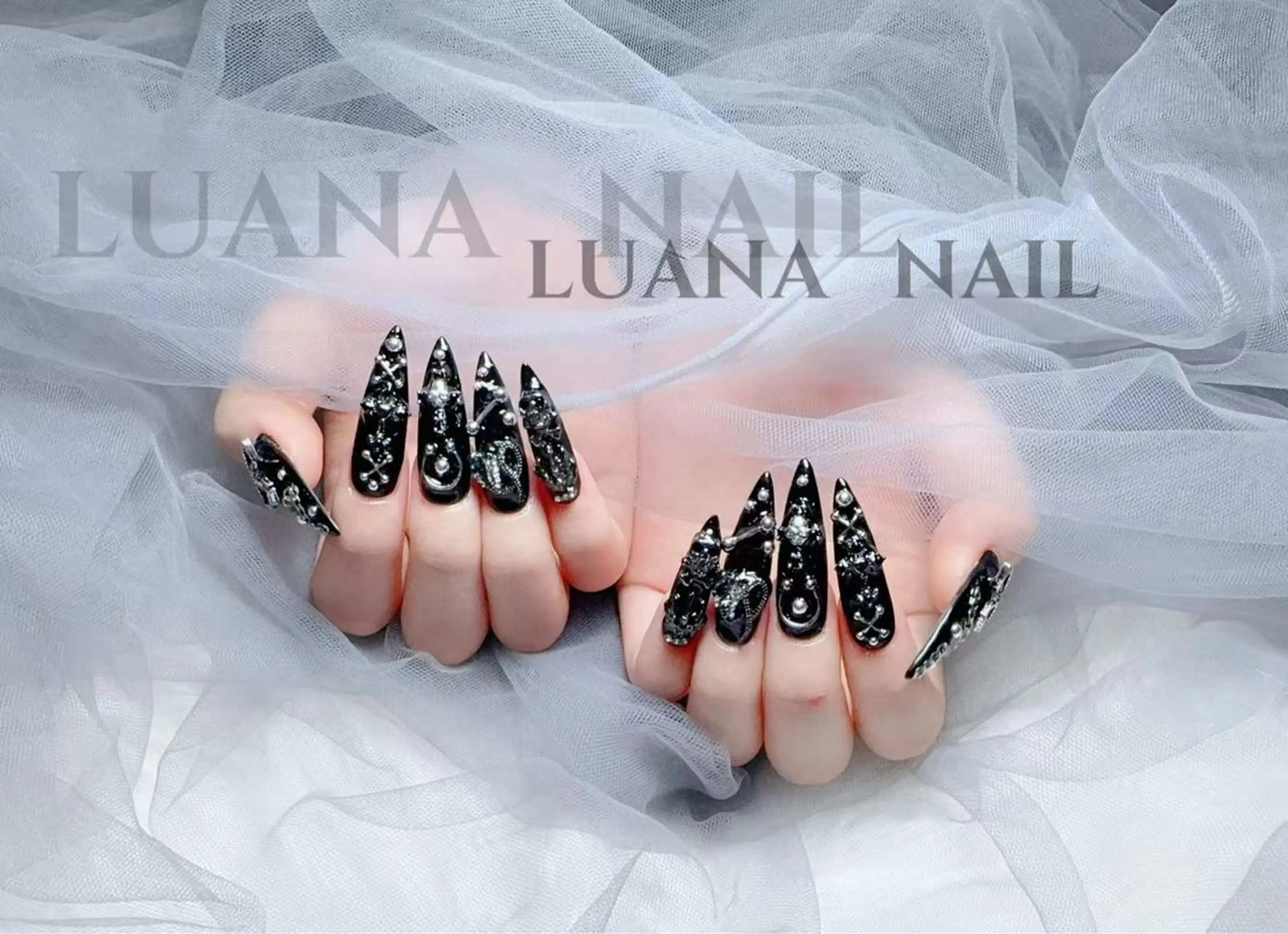 ネイル フラッシュネイル フレンチネイル 韓国ネイル ロングネイル マグネットネイル ハンドネイル ルアナネイルサロン所属・ルアナネイル サロンのネイルデザイン