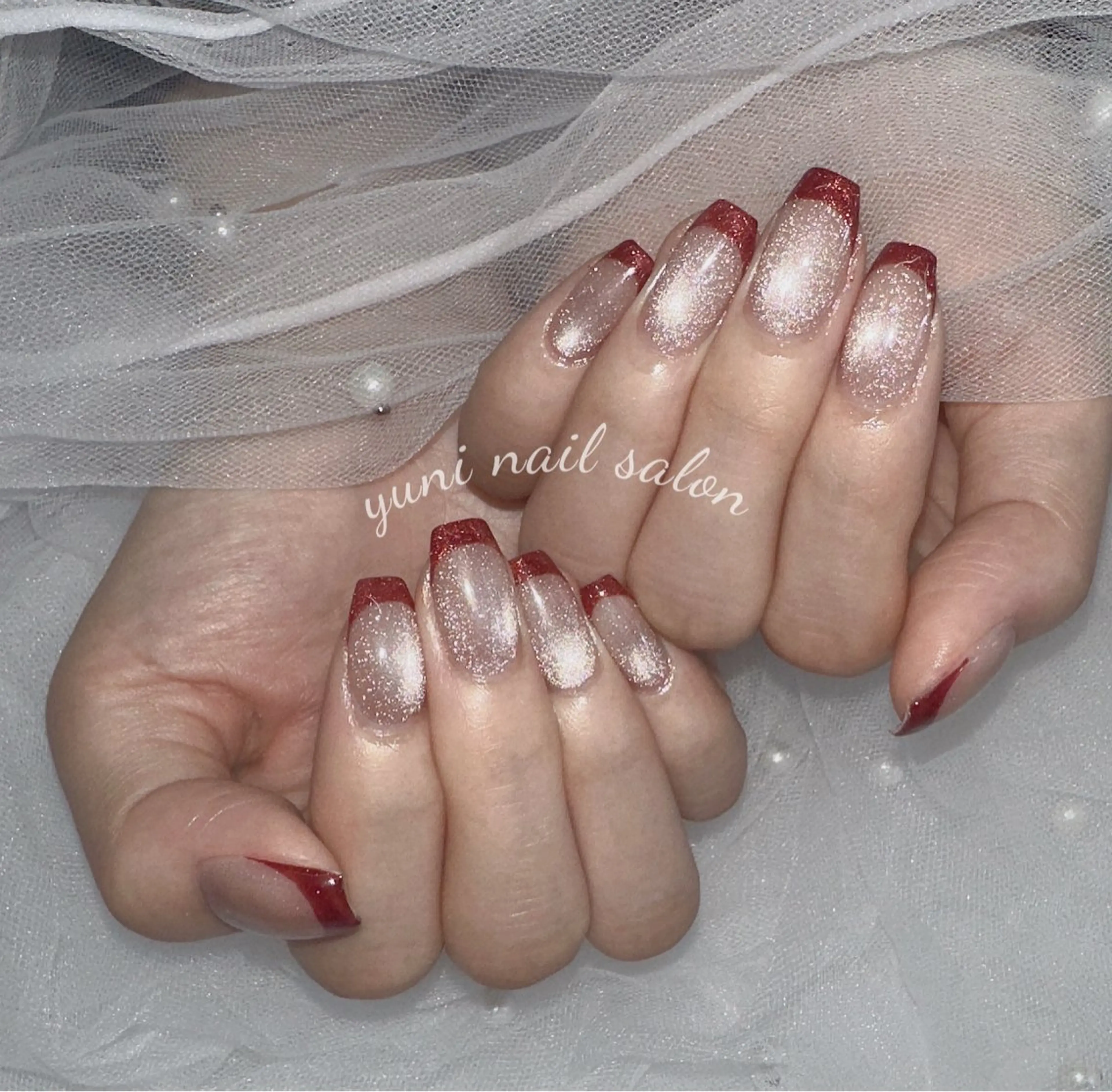 ネイル shineジェル& チップ長さだしのネイルデザイン