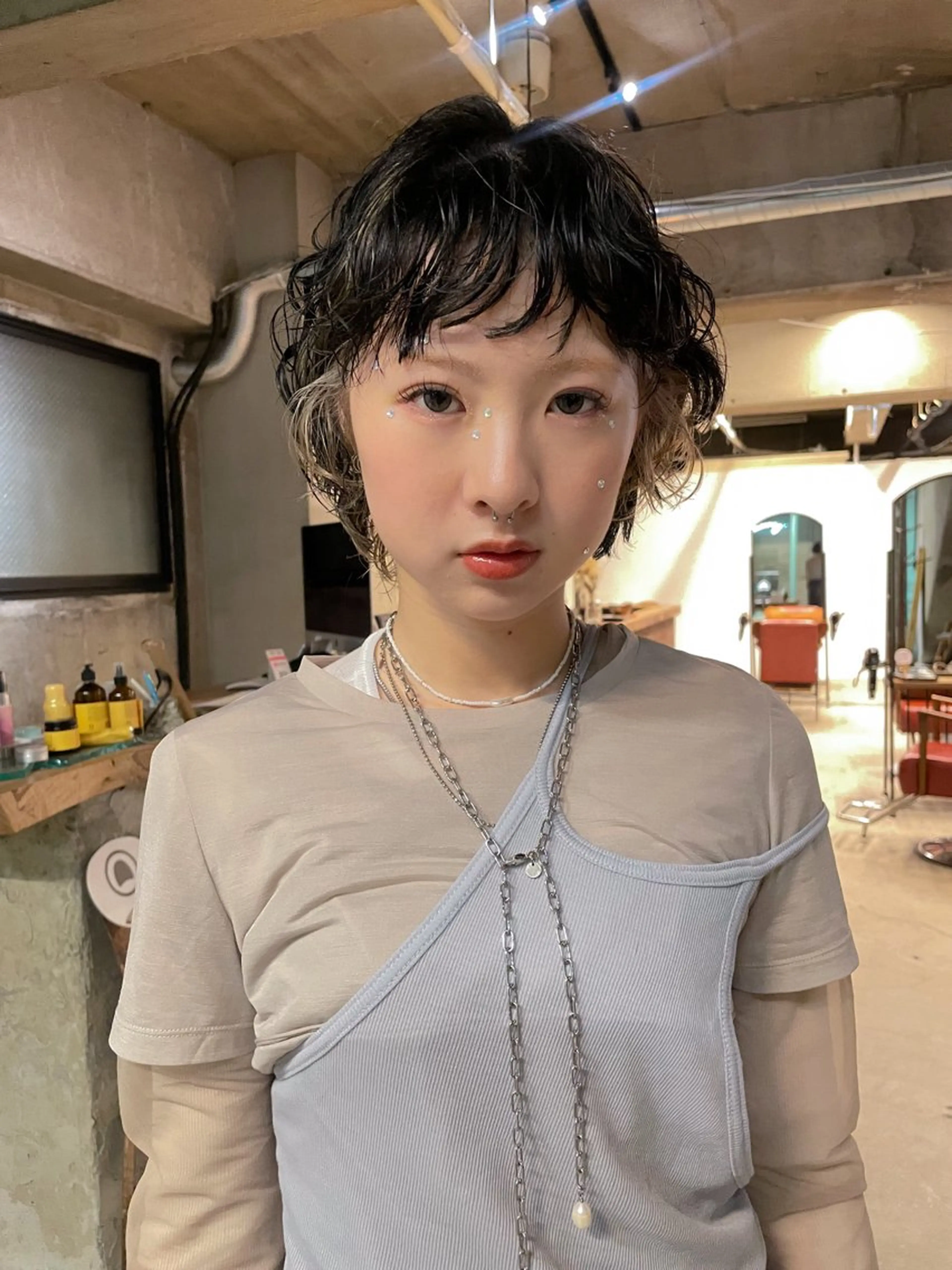 ショート カラー パーマ パーマ/レイヤー 岩山丈一郎のヘアスタイル