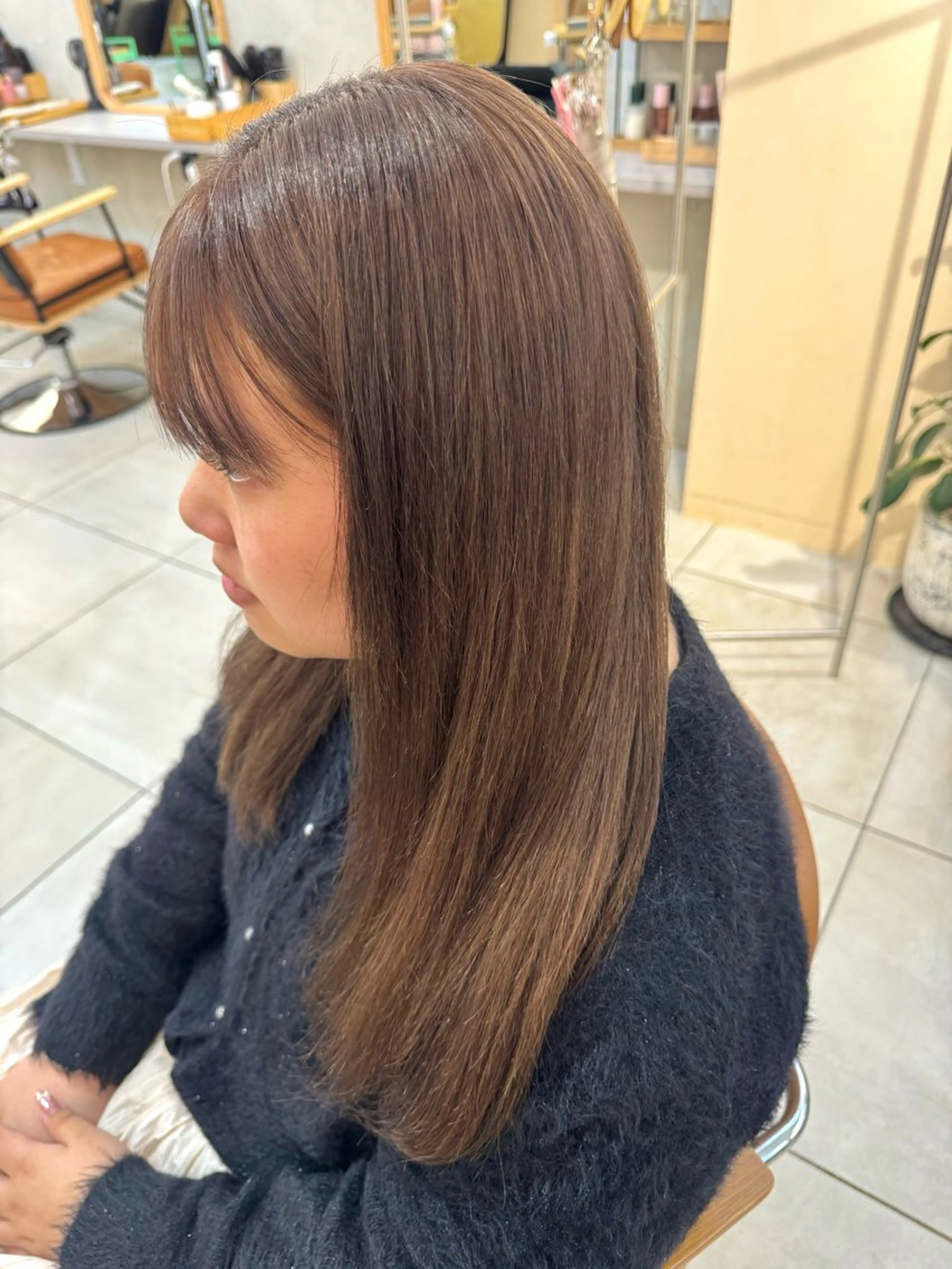 ミディアム カラー ヘアカラー 🫧髪質改善/Wカラ ー 暖色 🌸桜🌸のヘアスタイル