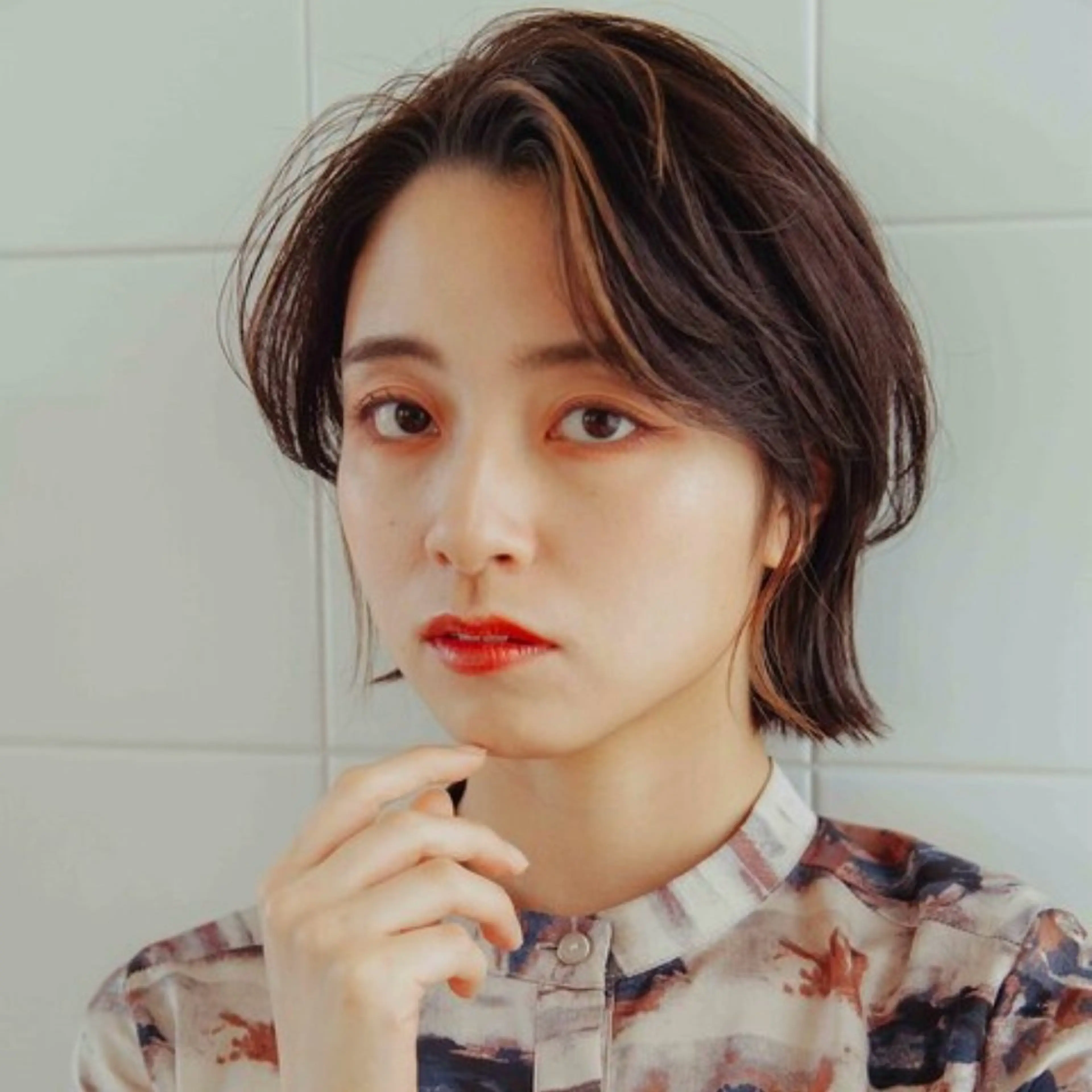 ミディアム カラー ハイトーン/ボブ/ ハイライト🤍涼介のヘアスタイル