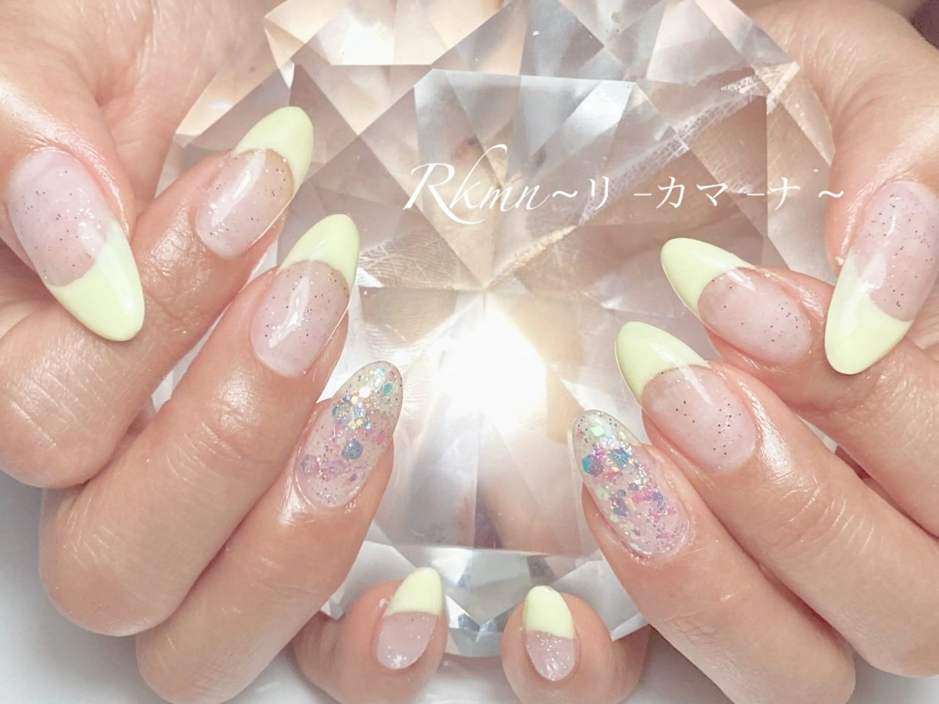 ネイル アートネイル フレンチネイル ホログラムネイル ラメ(グリッター) 春ネイル ハンドネイル フットネイル ハンドケア Rkmn ~リ-カマ-ナ~のネイルデザイン