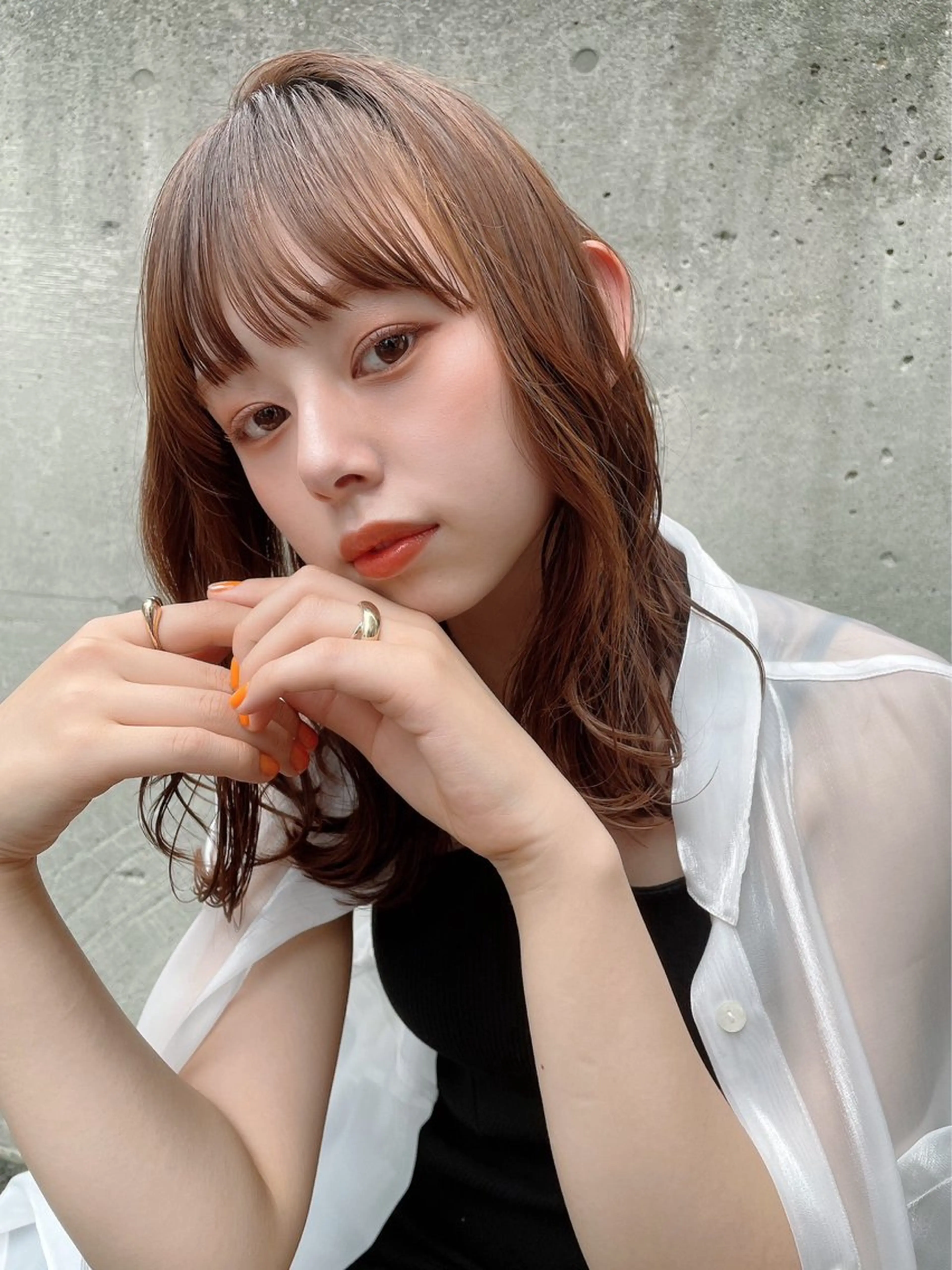 ミディアム カラー ブラウンカラー オレンジ オレンジブラウン ボブ 🔹YUTA🔹 メンズパーマのヘアスタイル