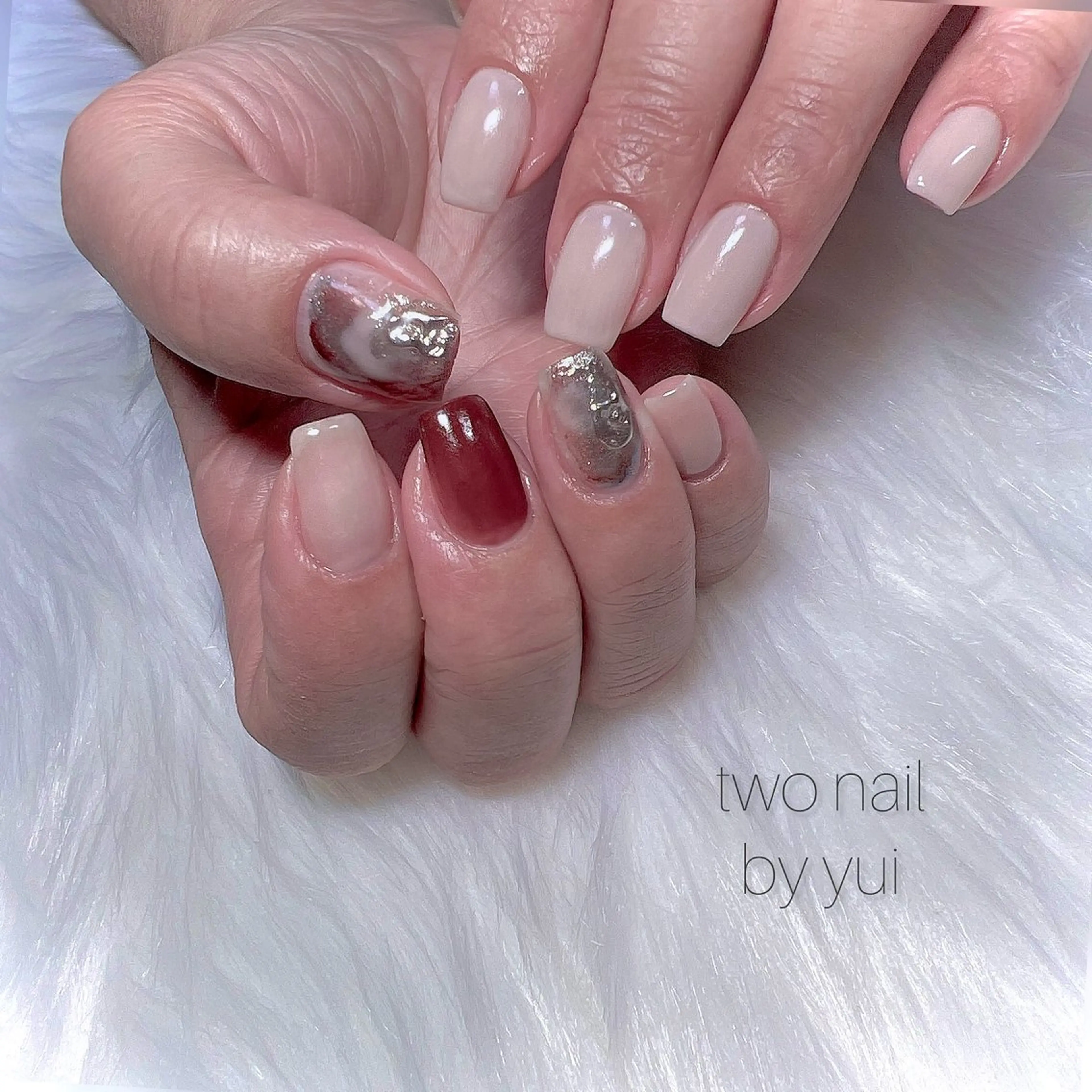 ネイル ネイルチップ ホワイト ハンドネイル two nailのネイルデザイン