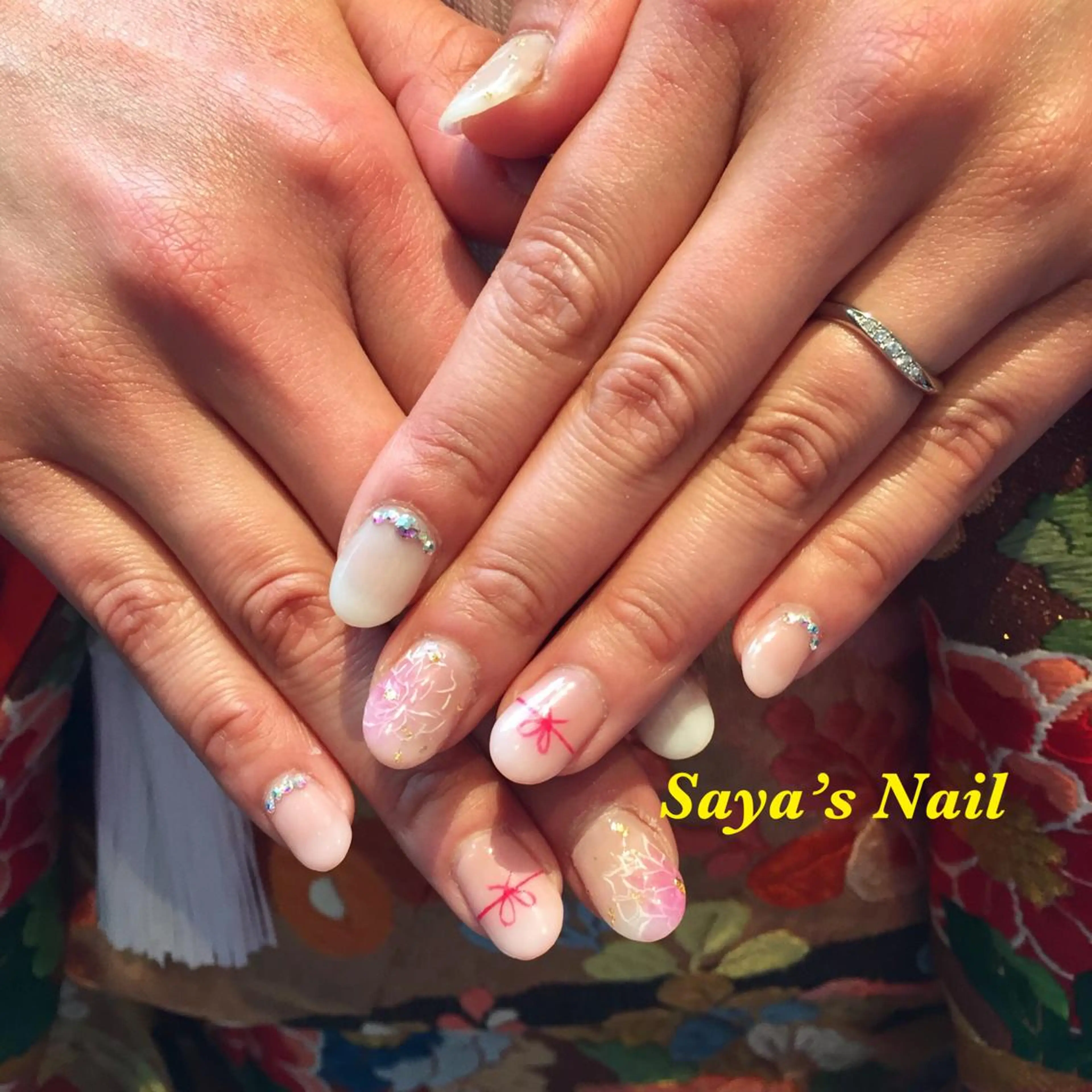 ネイル 長さ出し ブライダルネイル SantéNail SAYAKAのネイルデザイン