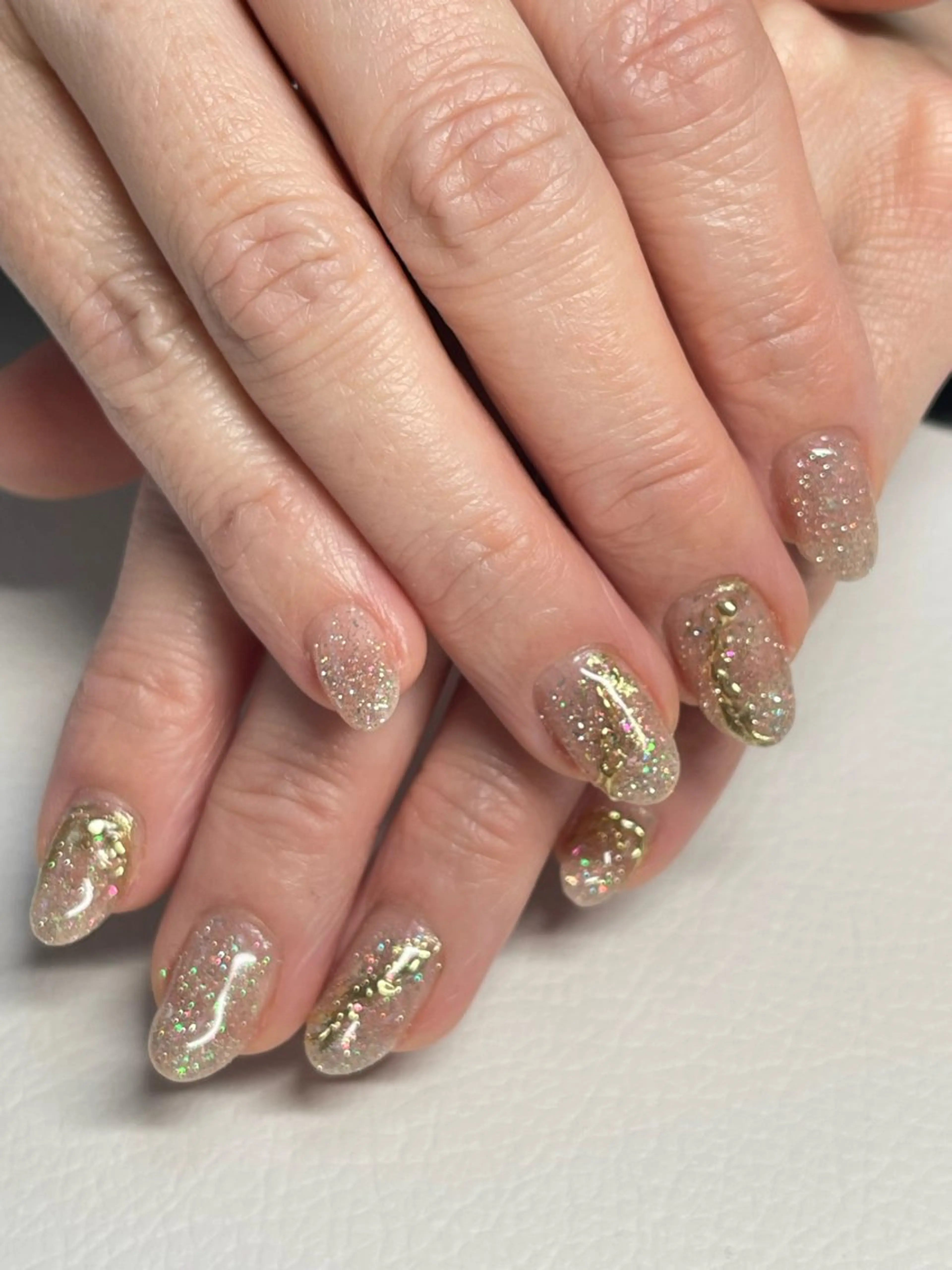 ネイル アートネイル ゴールド キラキラネイル ラメ(グリッター) ミラーネイル Flora nailのネイルデザイン