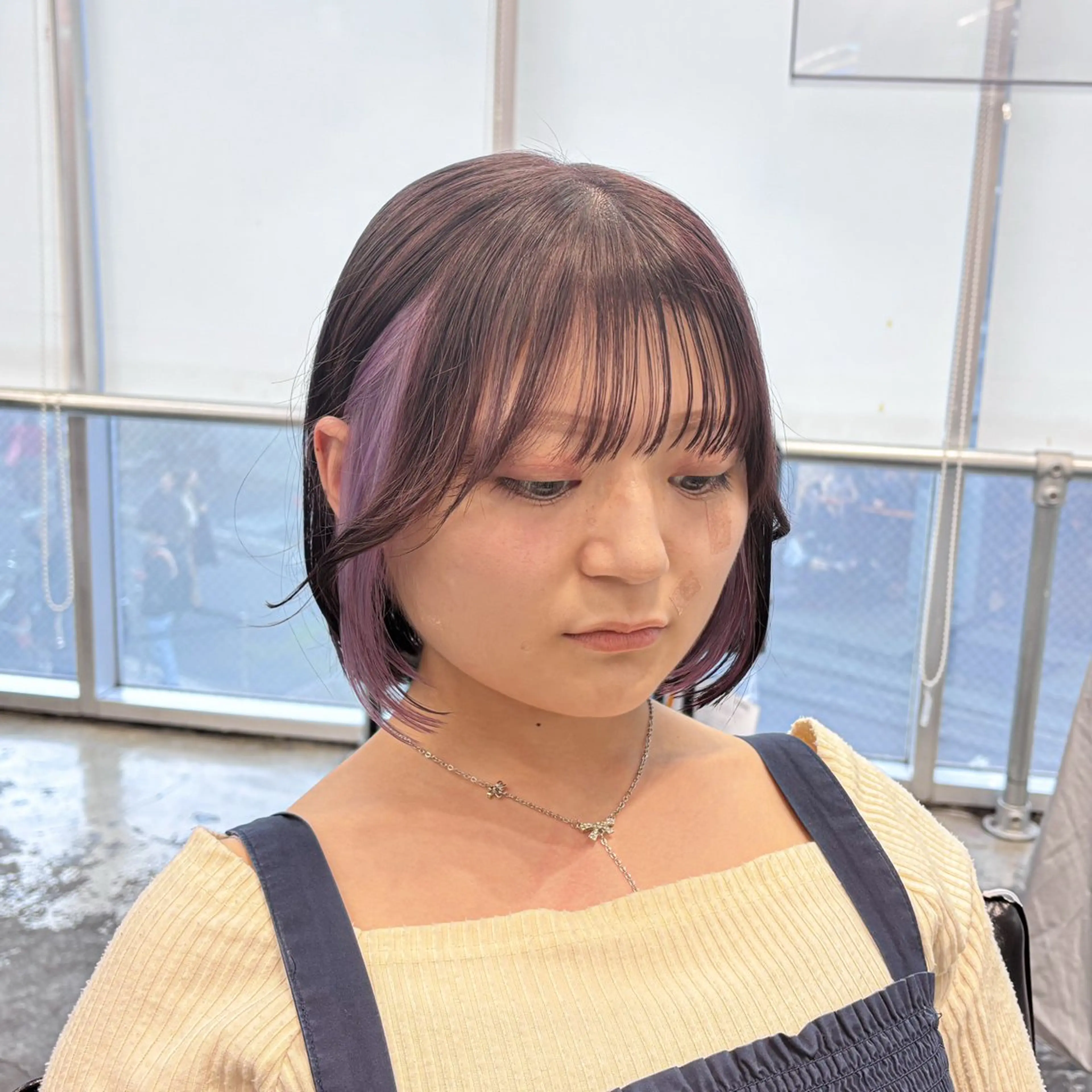 セミロング カラー ヘアアレンジ ラベンダーカラー 🥀モテ暖色× エクステ🥀あかりのヘアスタイル