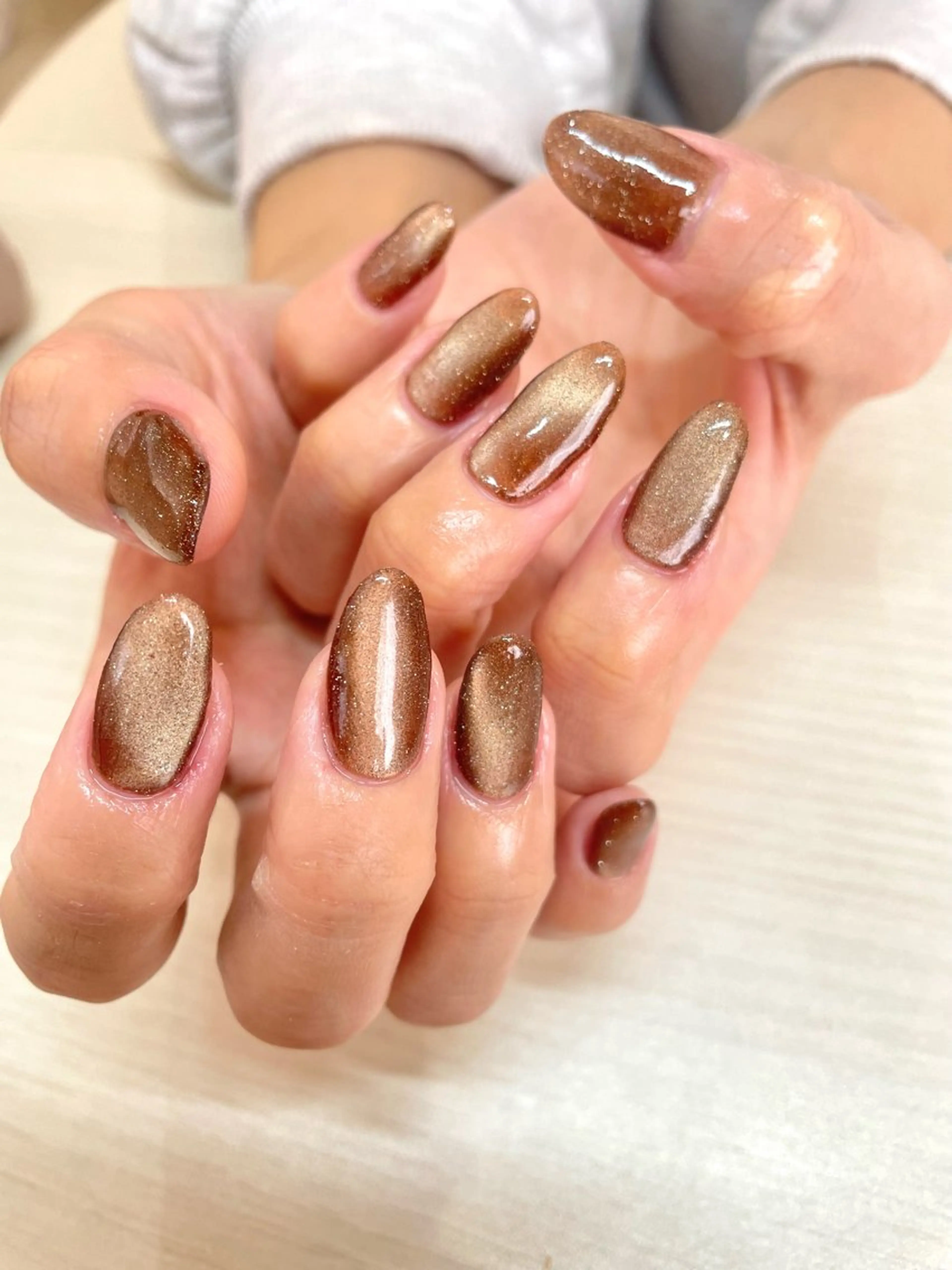 ネイル ブラウン マグネットネイル ハンドネイル Beautiful Meかえでのネイルデザイン