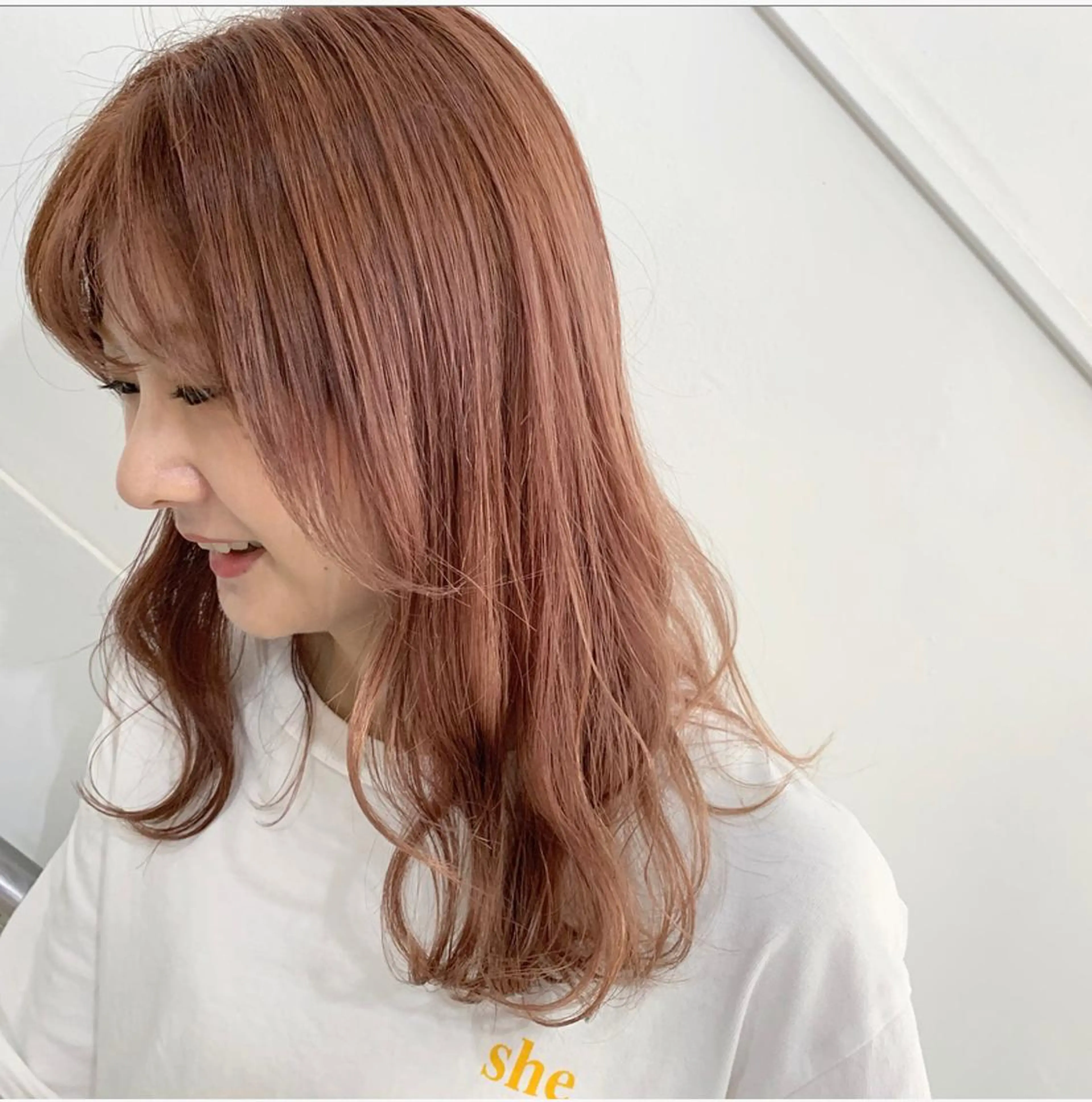 ミディアム カラー ベージュカラー オレンジ オレンジベージュ friity所属・🕊️ HONOKAのヘアスタイル