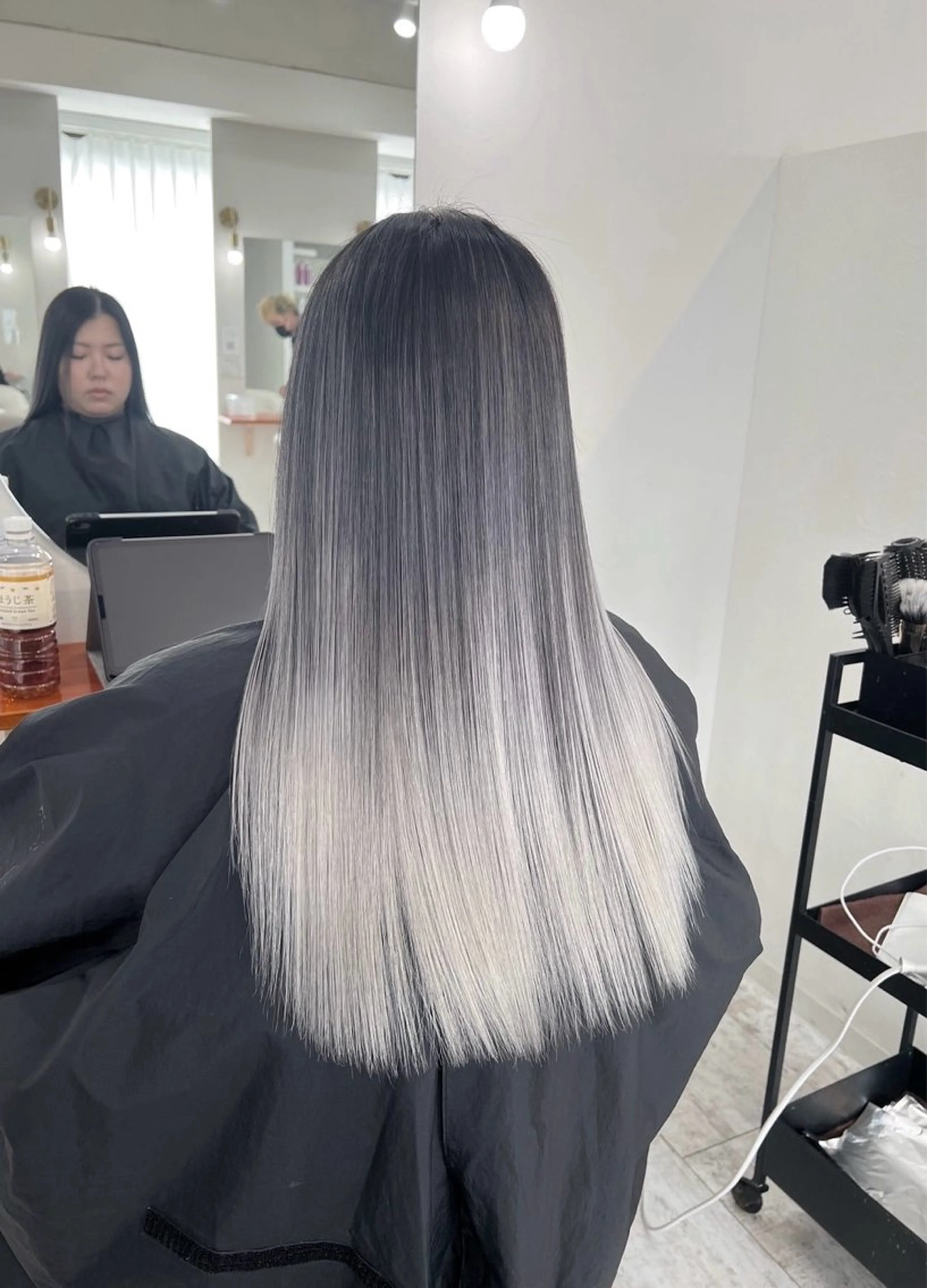 ロング カラー バレイヤージュ シルバー ホワイトシルバー レイヤーカット ヘアカラー トリートメント ROBIN所属・指名数No.1 /NAOYAのヘアスタイル