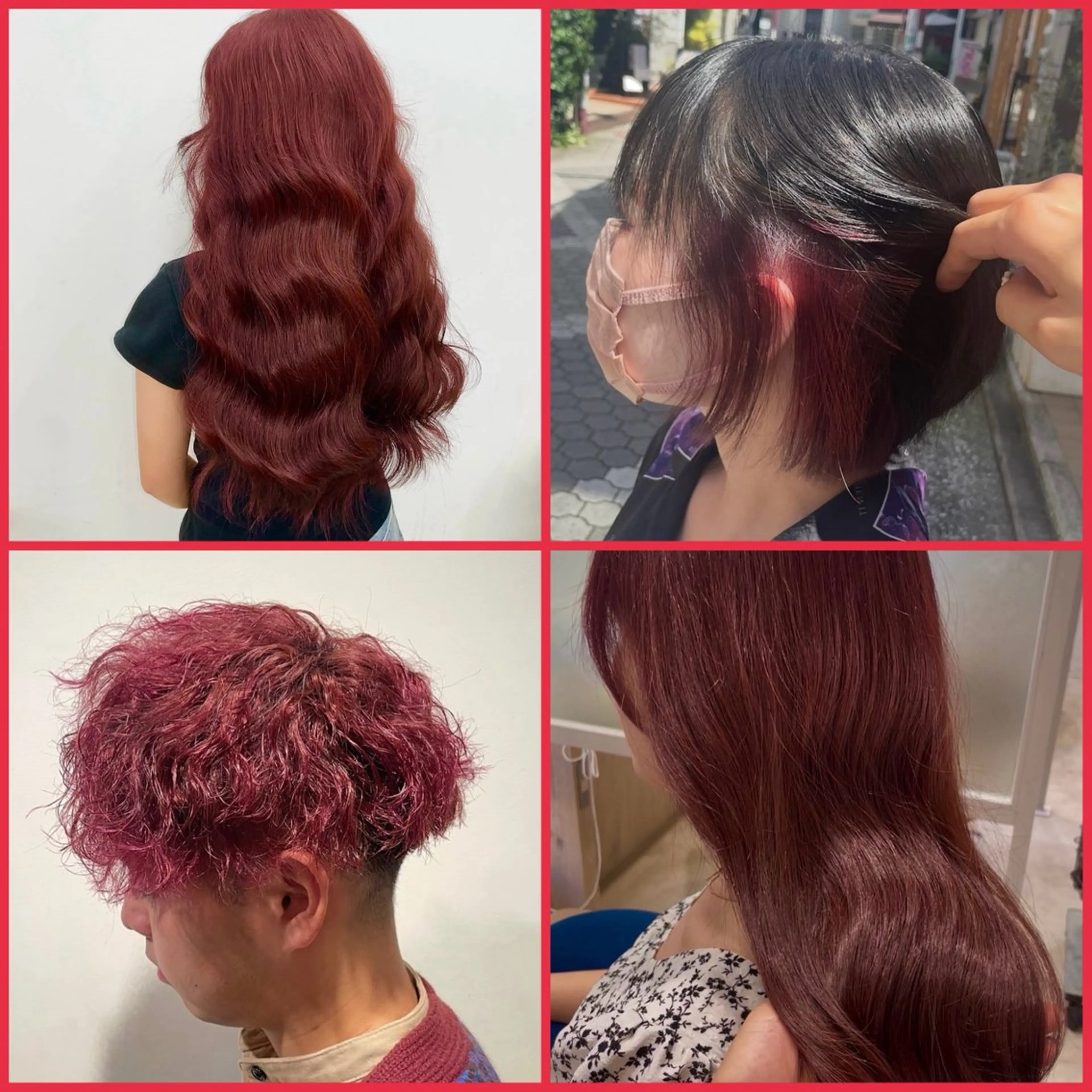 セミロング カラー メンズ メンズブリーチ ブリーチ ボルドーカラー ピンクカラー レッドカラー カット ヘアカラー トリートメント EARTH菊名店👾 ひらのすぐるのヘアスタイル