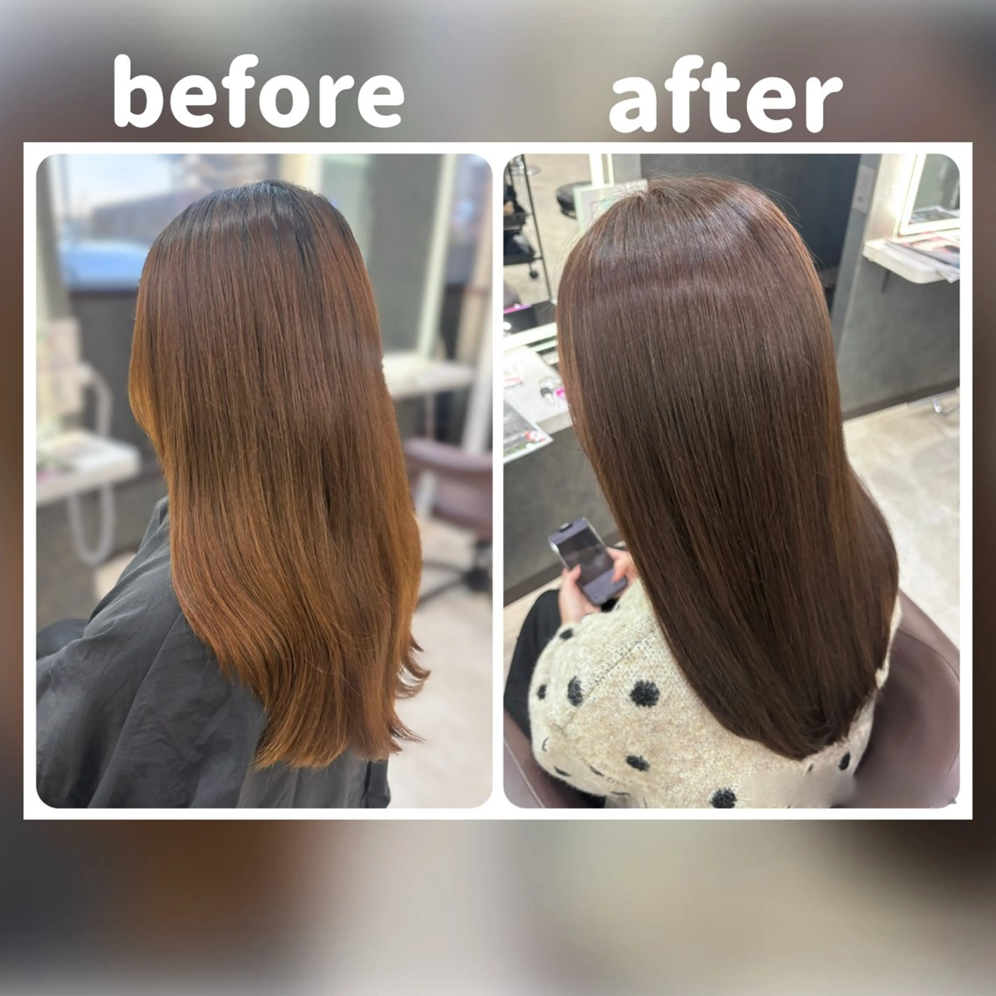 セミロング カラー ブラウンカラー マロンブラウン オレンジ ヘアカラー 問屋町/Lia💎 大下 真依のヘアスタイル