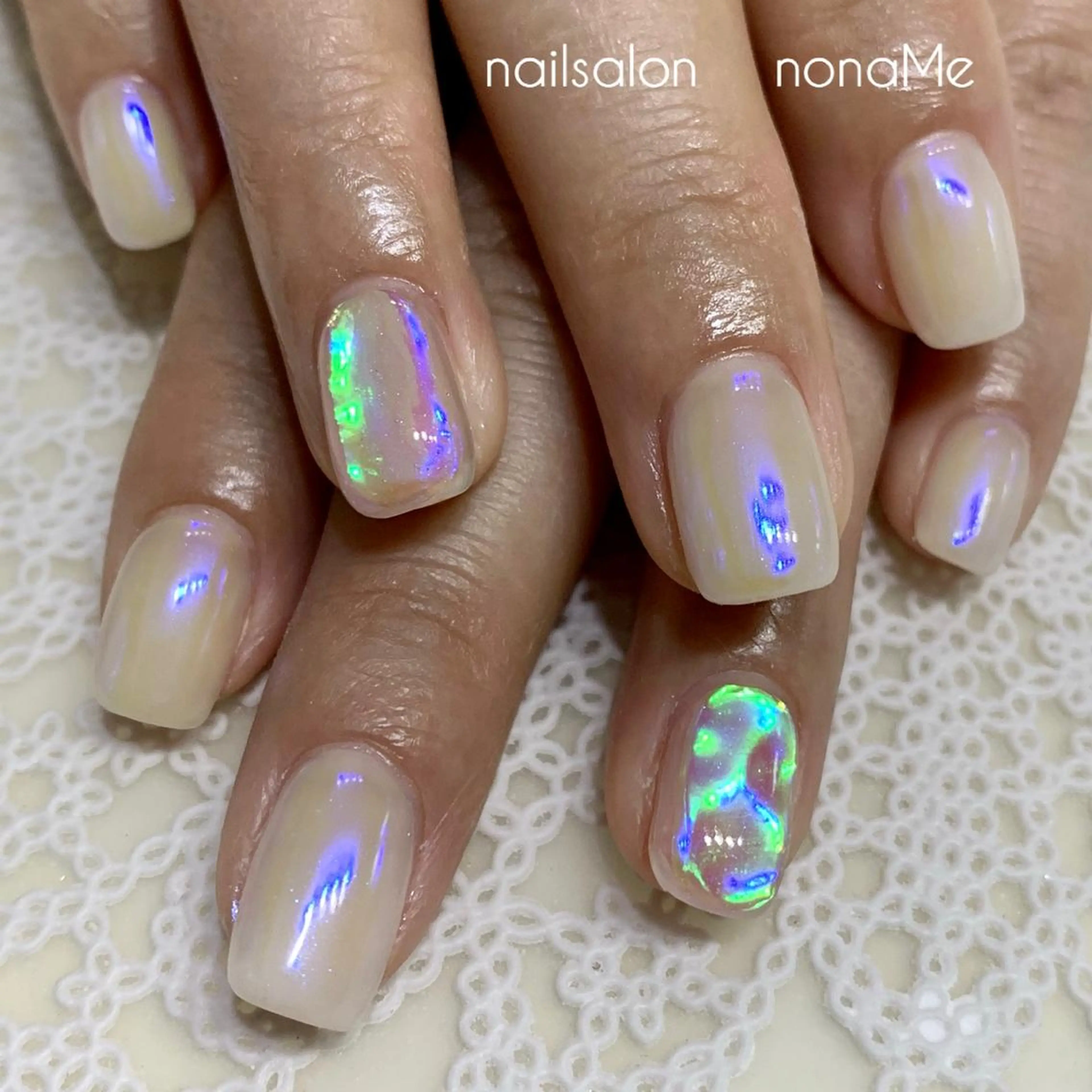 ネイル 氷ネイル・うるうるネイル nonaMe 森のネイルデザイン