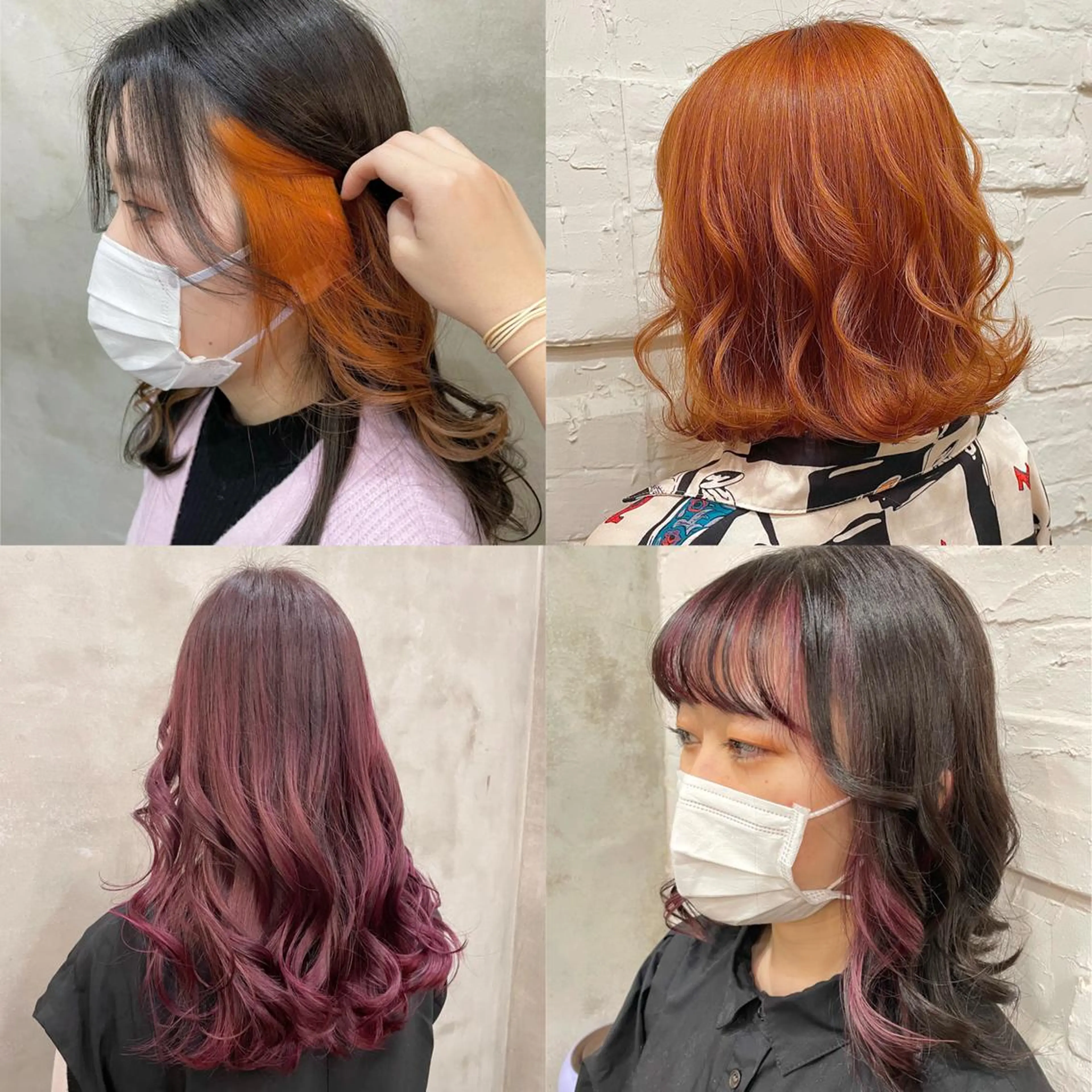 セミロング カラー オレンジ ピンクカラー カット ヘアカラー トリートメント 【ピンク/韓国ヘア/ ヘアセット】亜海のヘアスタイル