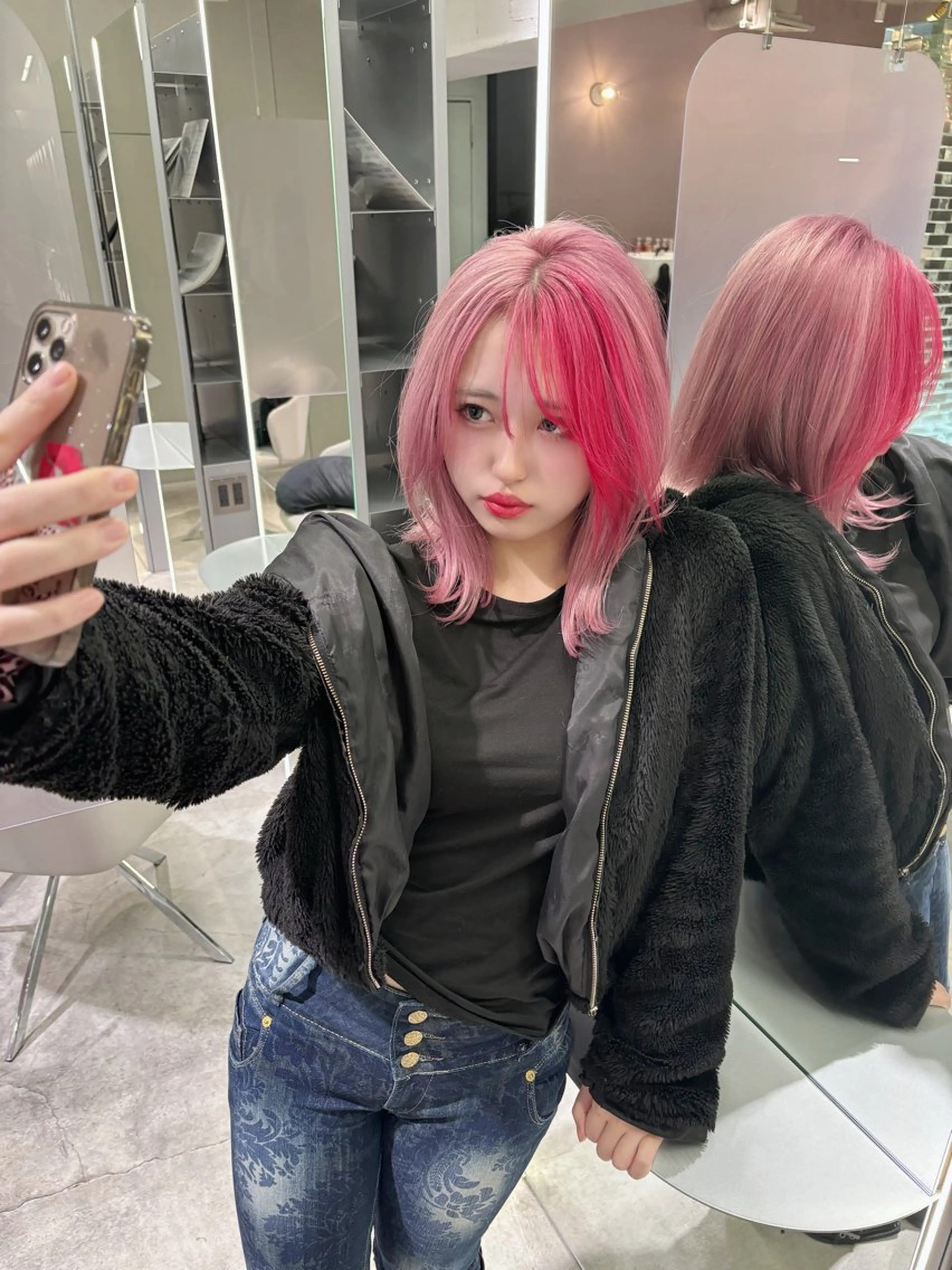 ミディアム カラー ピンクカラー 名古屋/レイヤー /RYOUICHI/のヘアスタイル