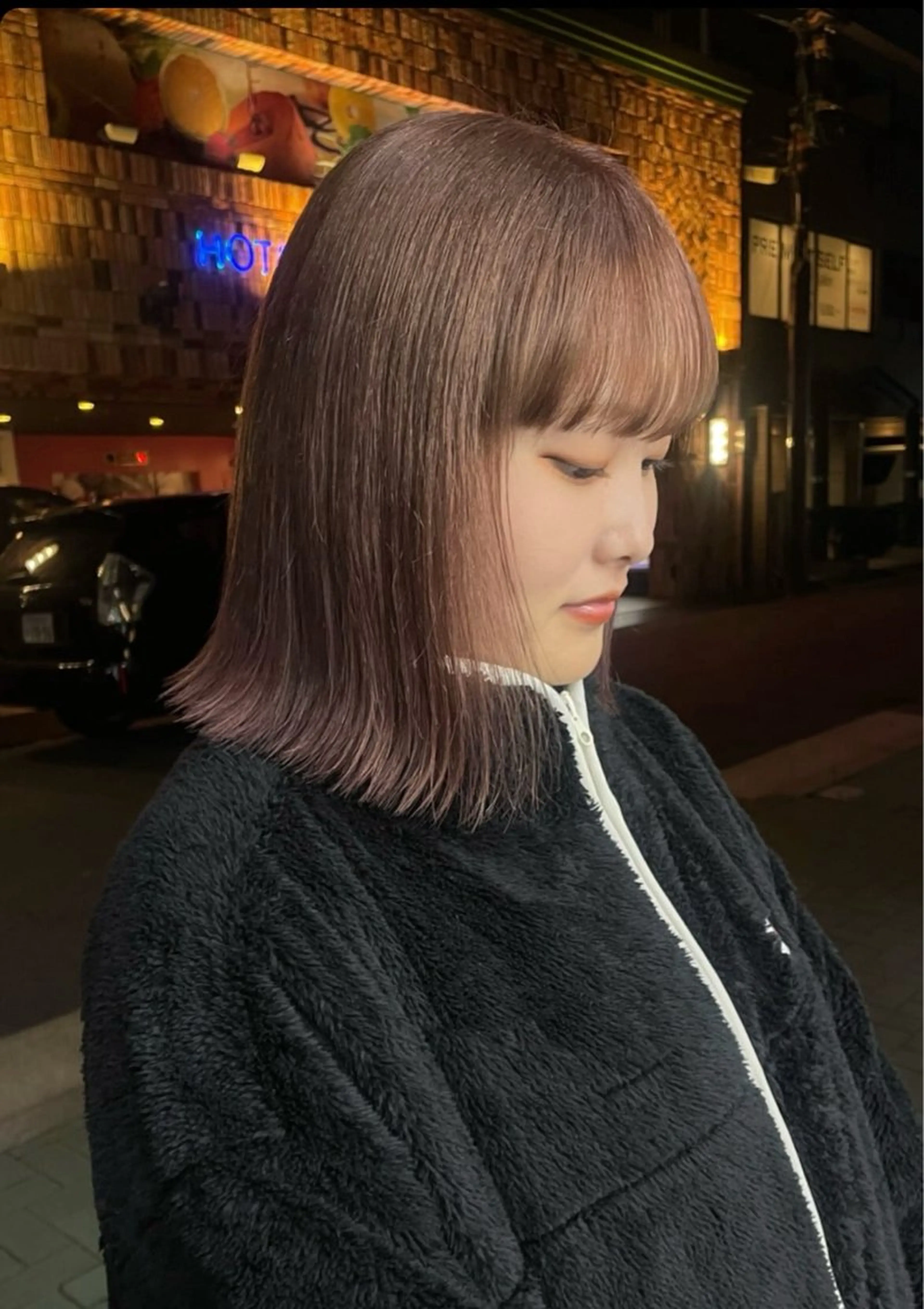 ミディアム カラー ヘアカラー トリートメント カットモデル/ ハイトーン/ゆうあのヘアスタイル