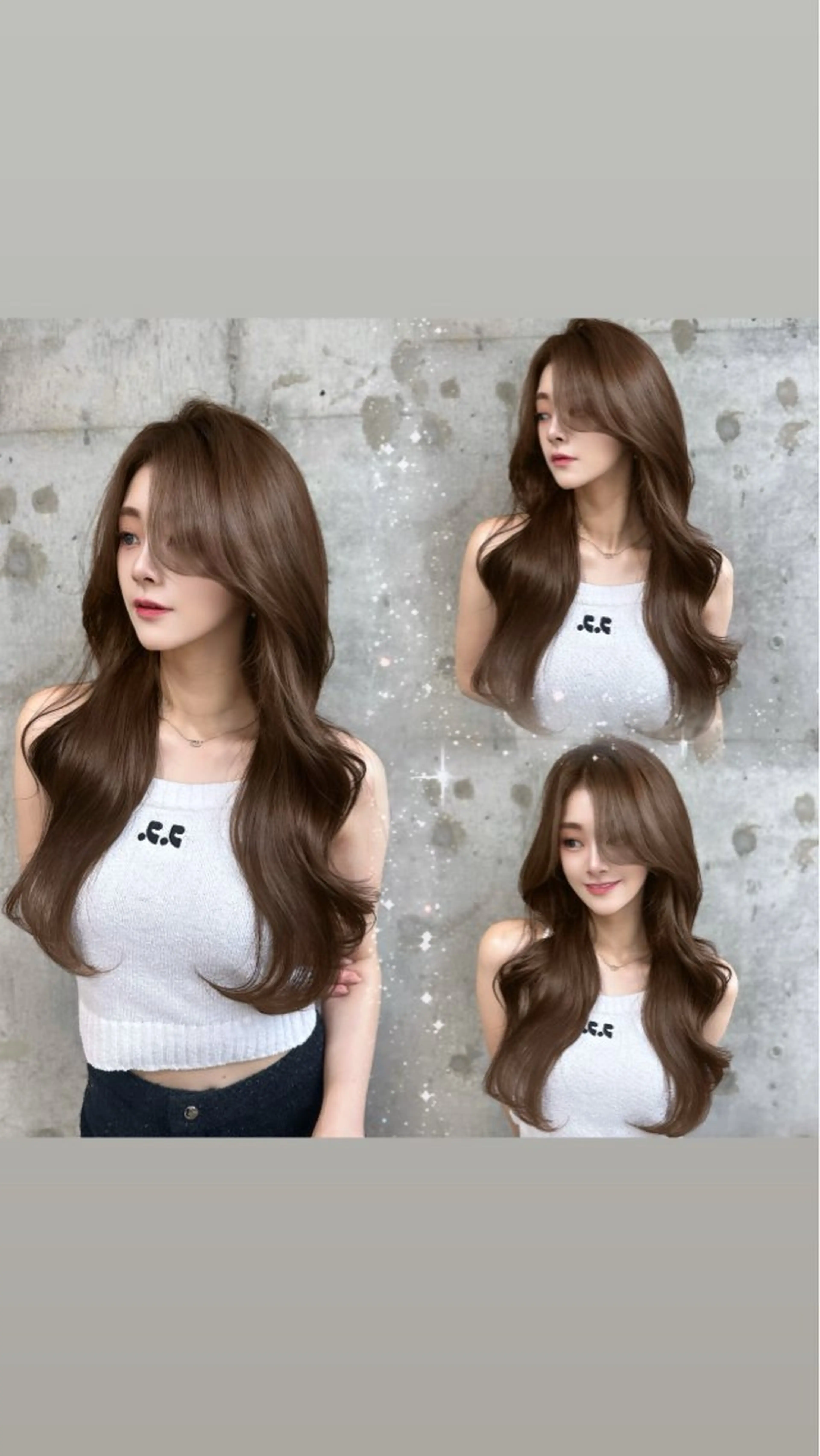 ロング カラー ベージュカラー ブリーチ ダブルカラー ミルクティーベージュ ブリーチなしカラー 髪質改善/韓国ヘア レイヤー/新宿/ロミのヘアスタイル